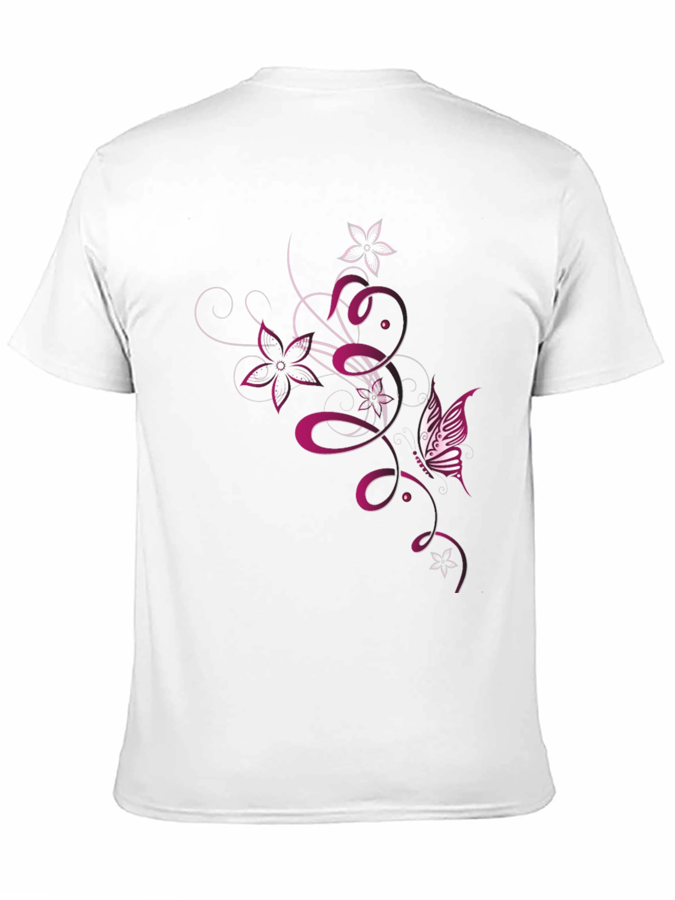 Mens Black T-Shirt with Butterfly Floral Design