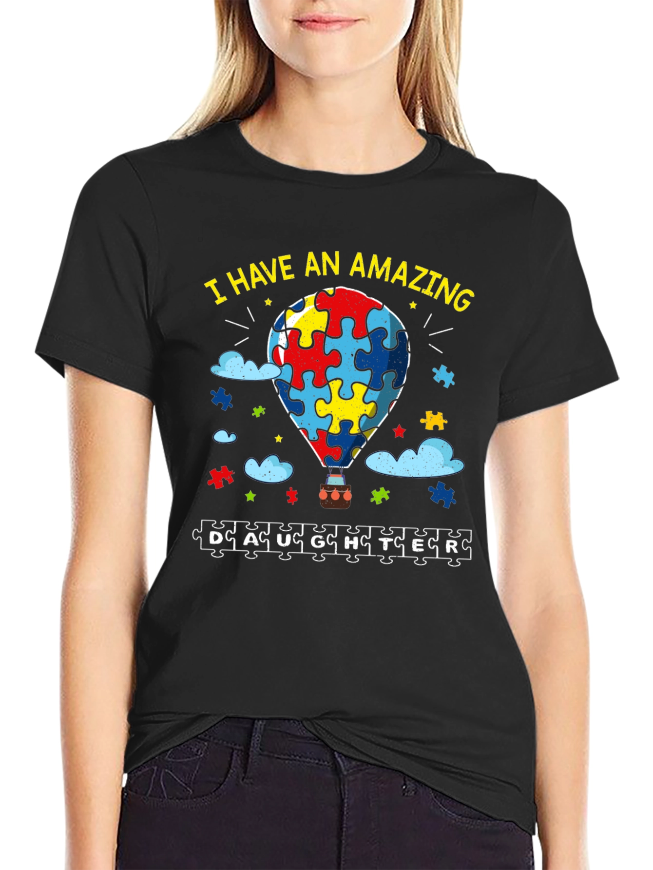 Amazing Daughter Autism Awareness Puzzle Piece T-Shirt