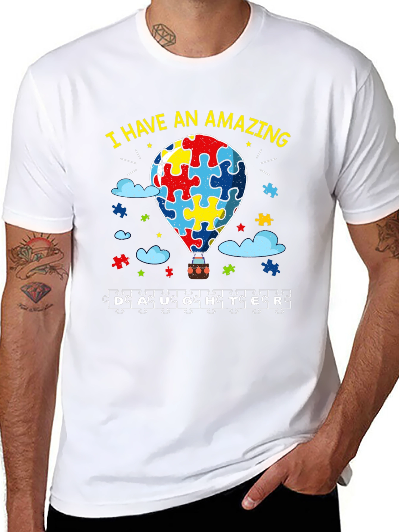 Amazing Daughter Autism Awareness Puzzle Piece T-Shirt