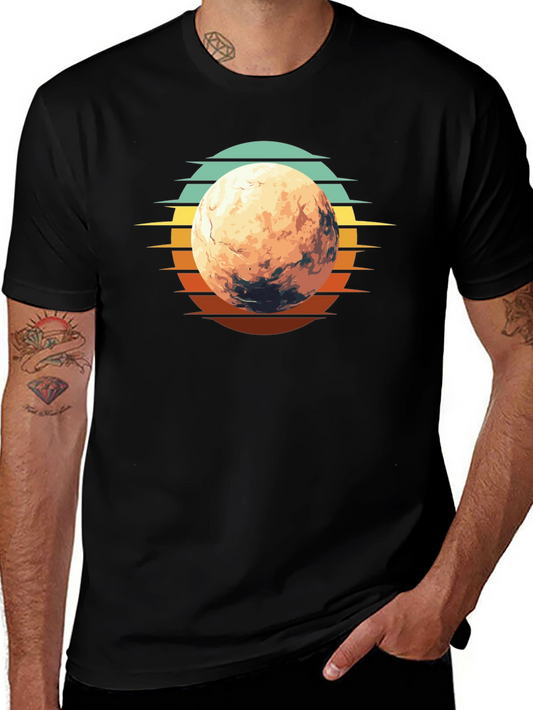 Retro Mars Graphic T-Shirt - Black Cotton Blend