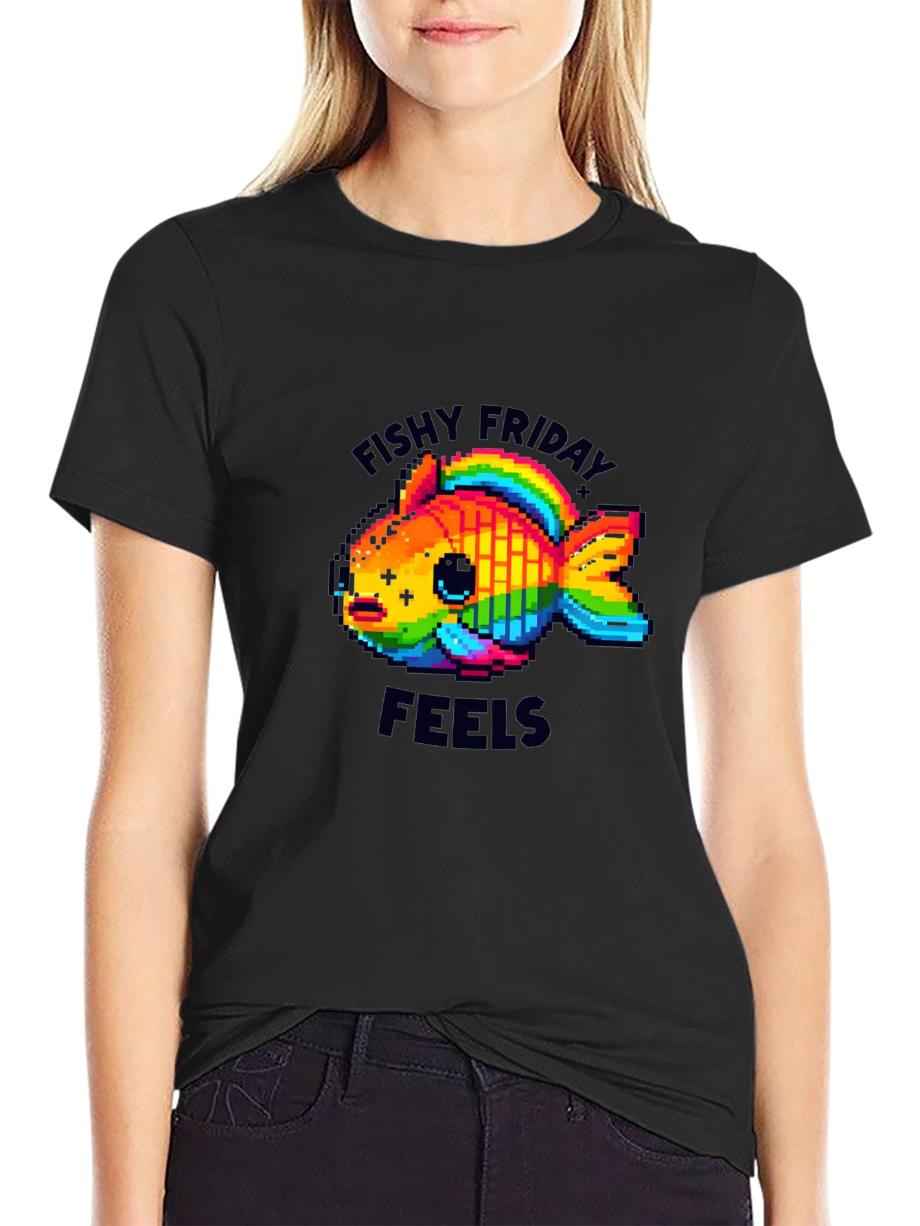 Fishy Friday Feels Pixel Art Graphic Tee