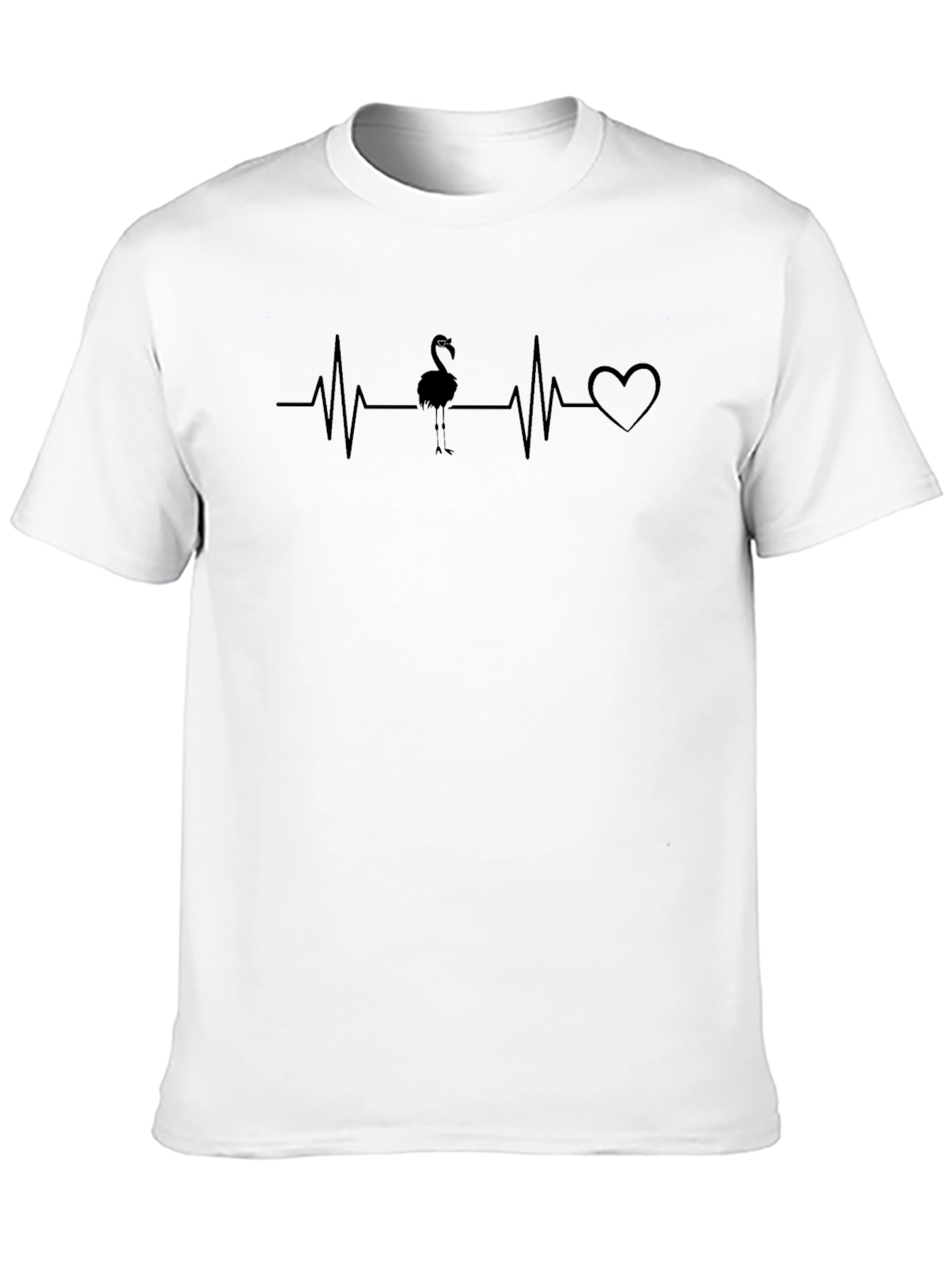 Heartbeat Flamingo Black T-Shirt