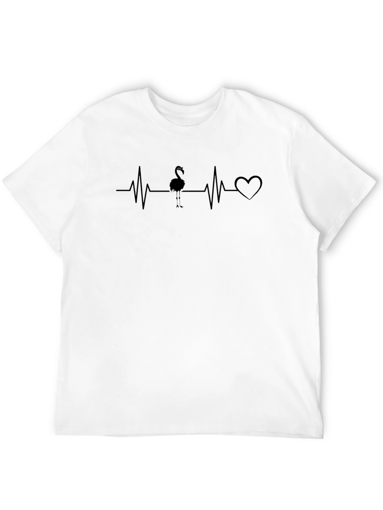 Heartbeat Flamingo Black T-Shirt