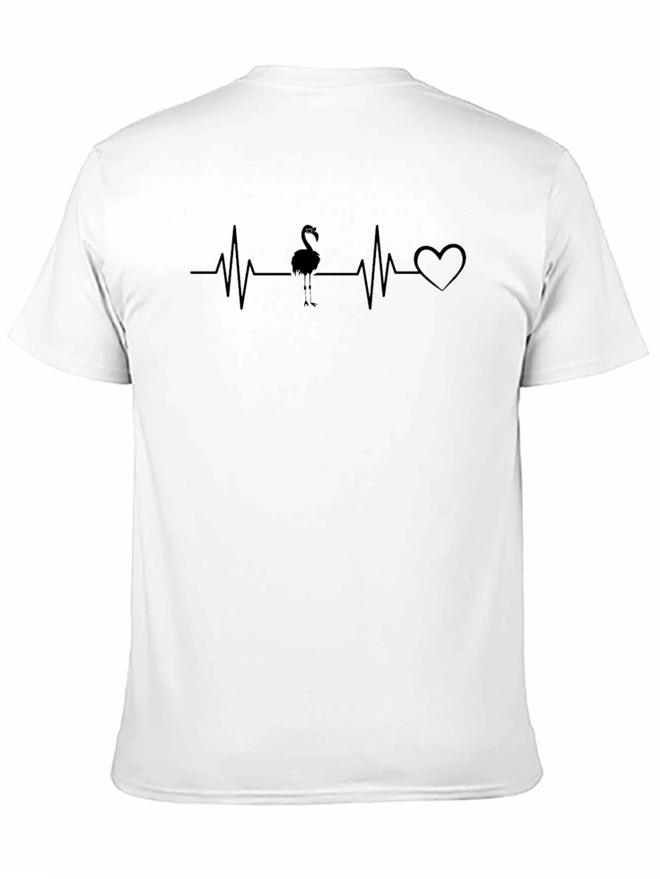 Heartbeat Flamingo Black T-Shirt