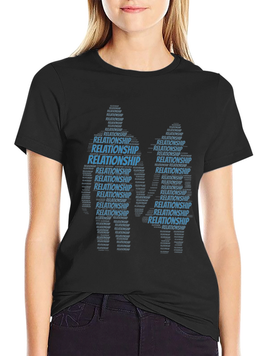 Relationship Word Art T-Shirt Black Crew Neck
