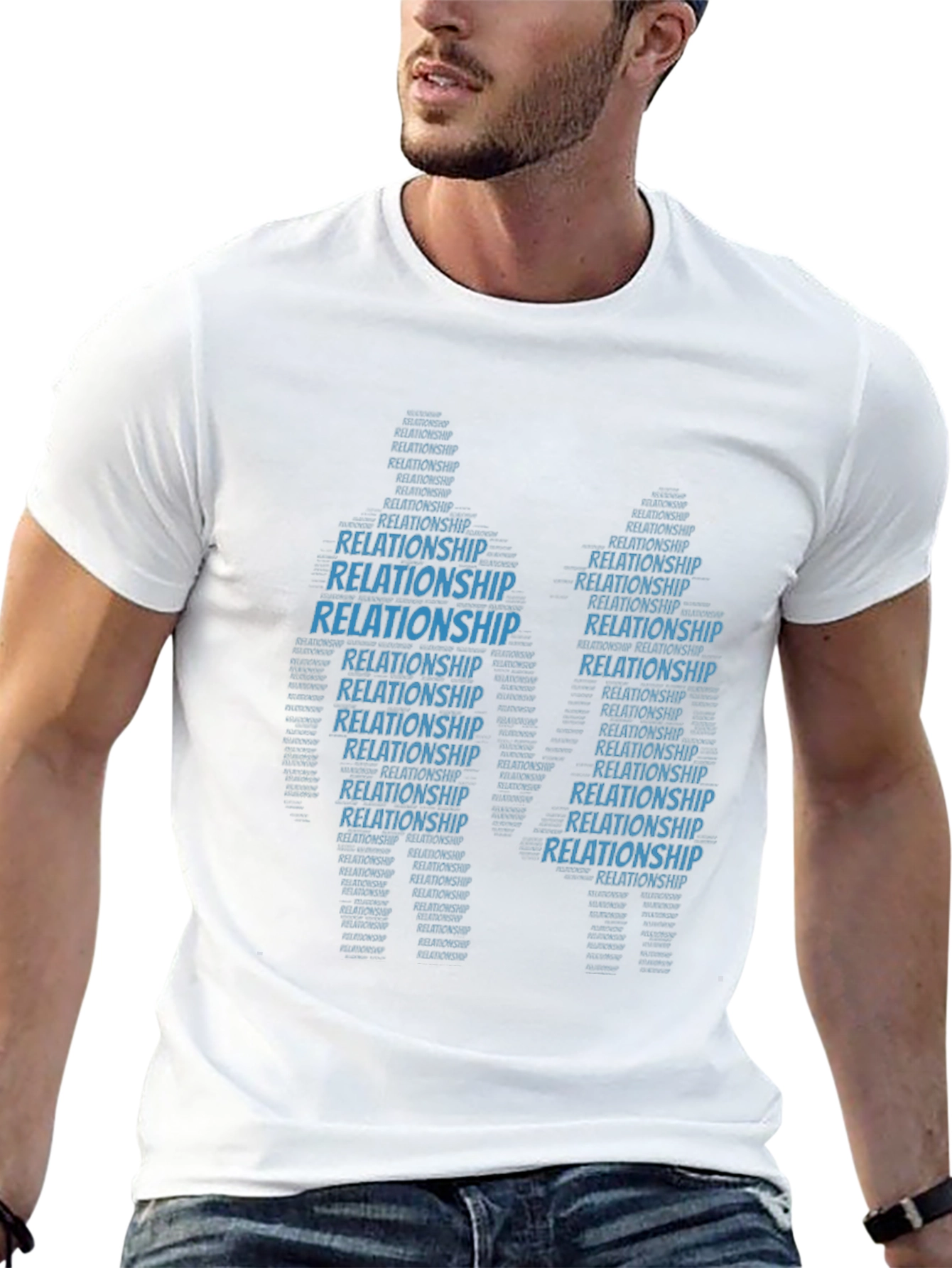Relationship Word Art T-Shirt Black Crew Neck