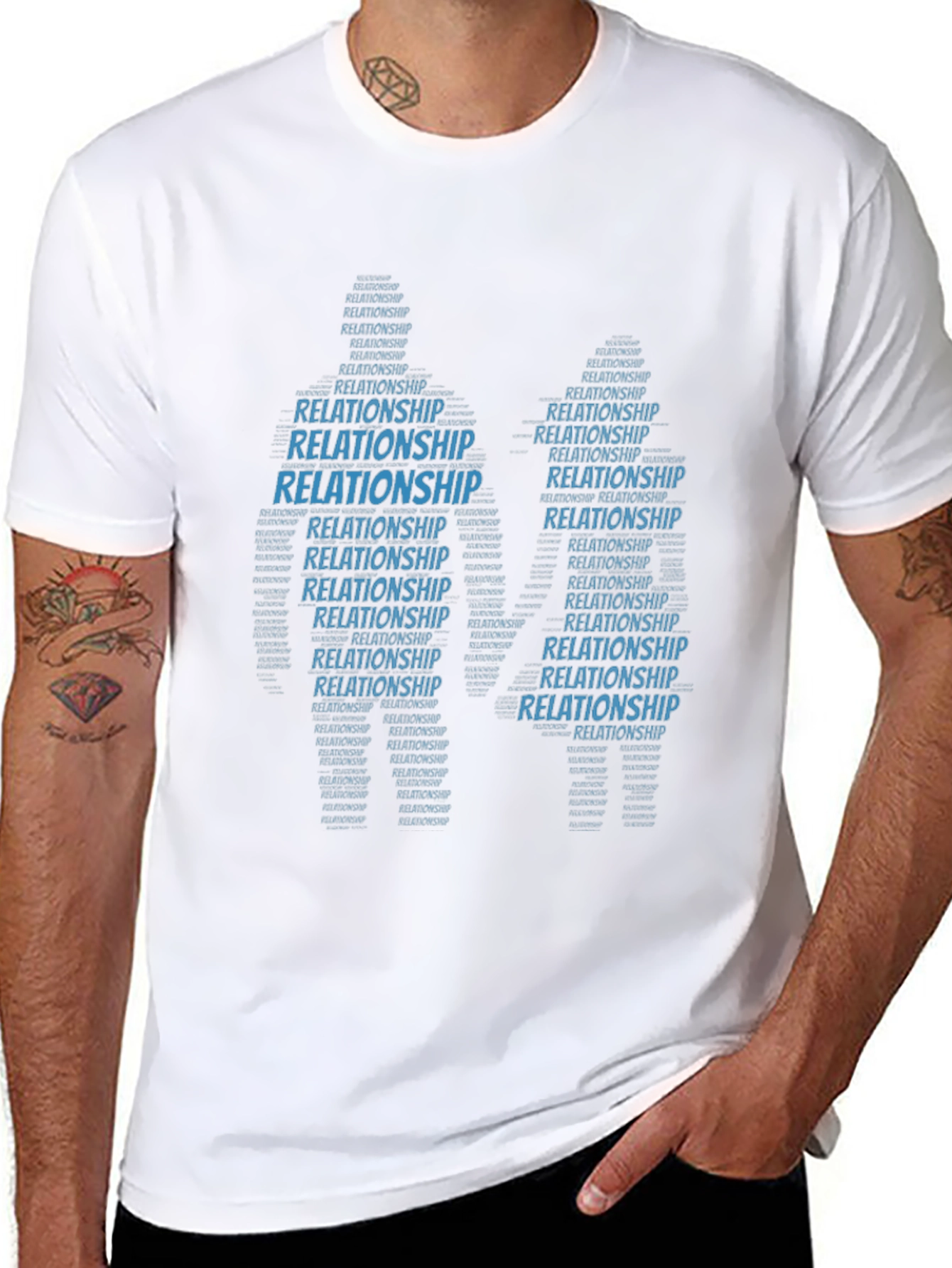 Relationship Word Art T-Shirt Black Crew Neck