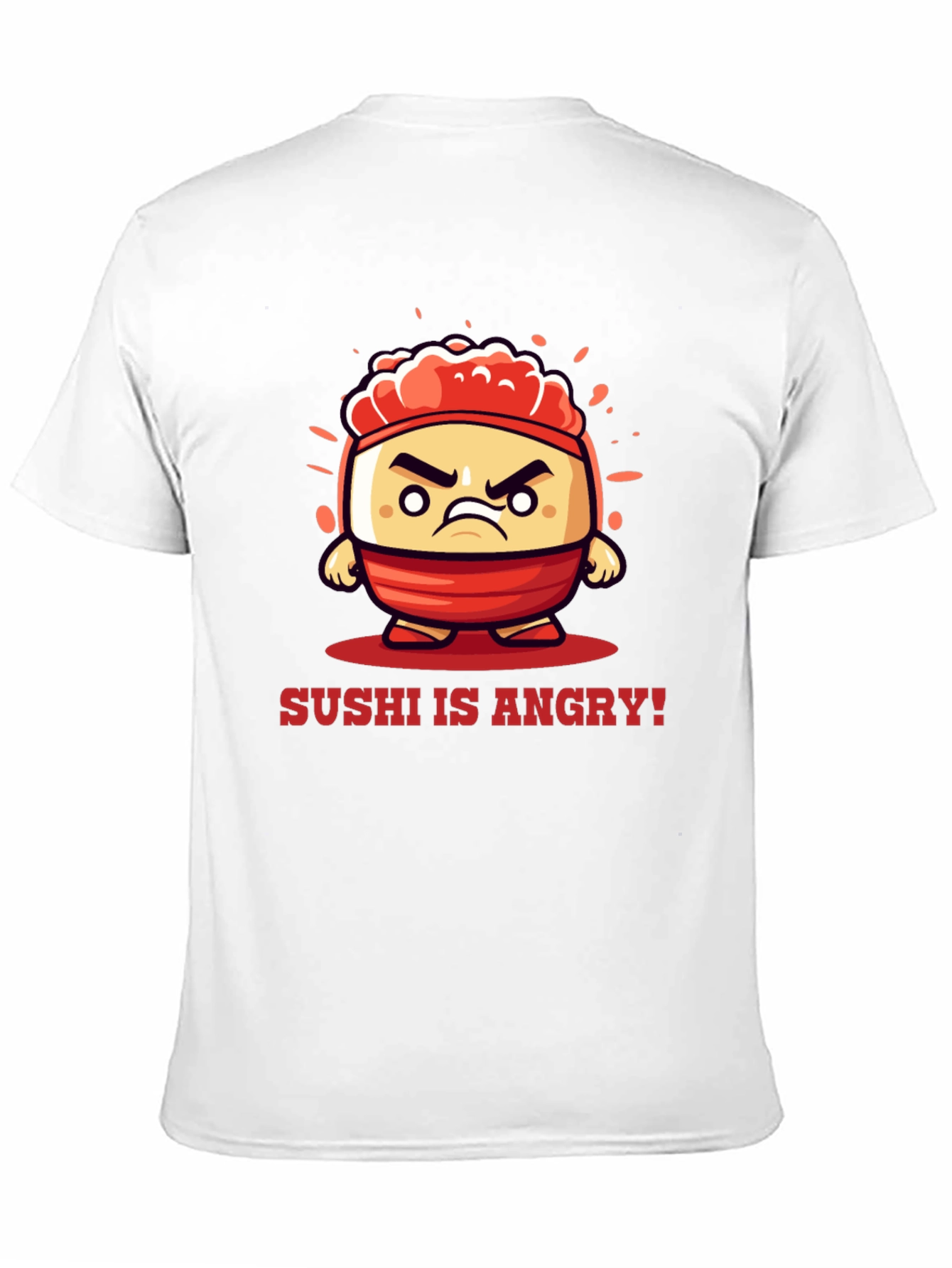 Angry Sushi Cartoon Graphic T-Shirt