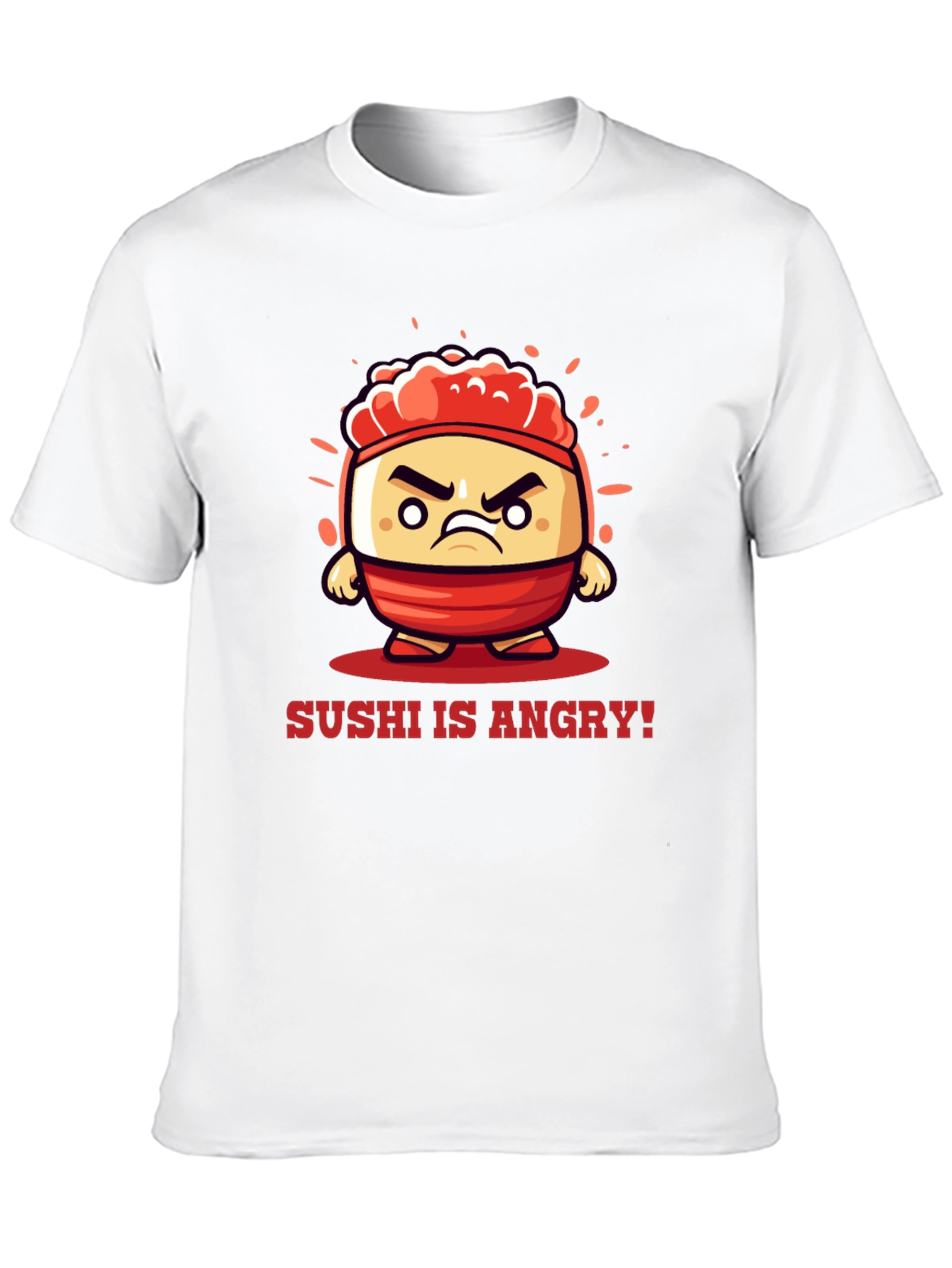 Angry Sushi Cartoon Graphic T-Shirt