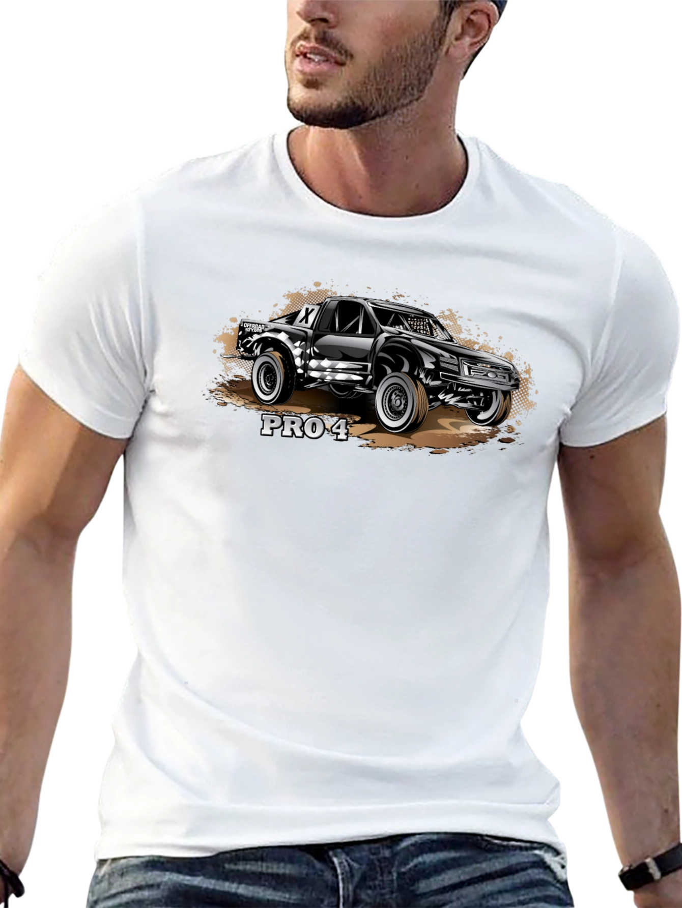 PRO-4 Off-Road Truck Graphic Tee - Black Cotton