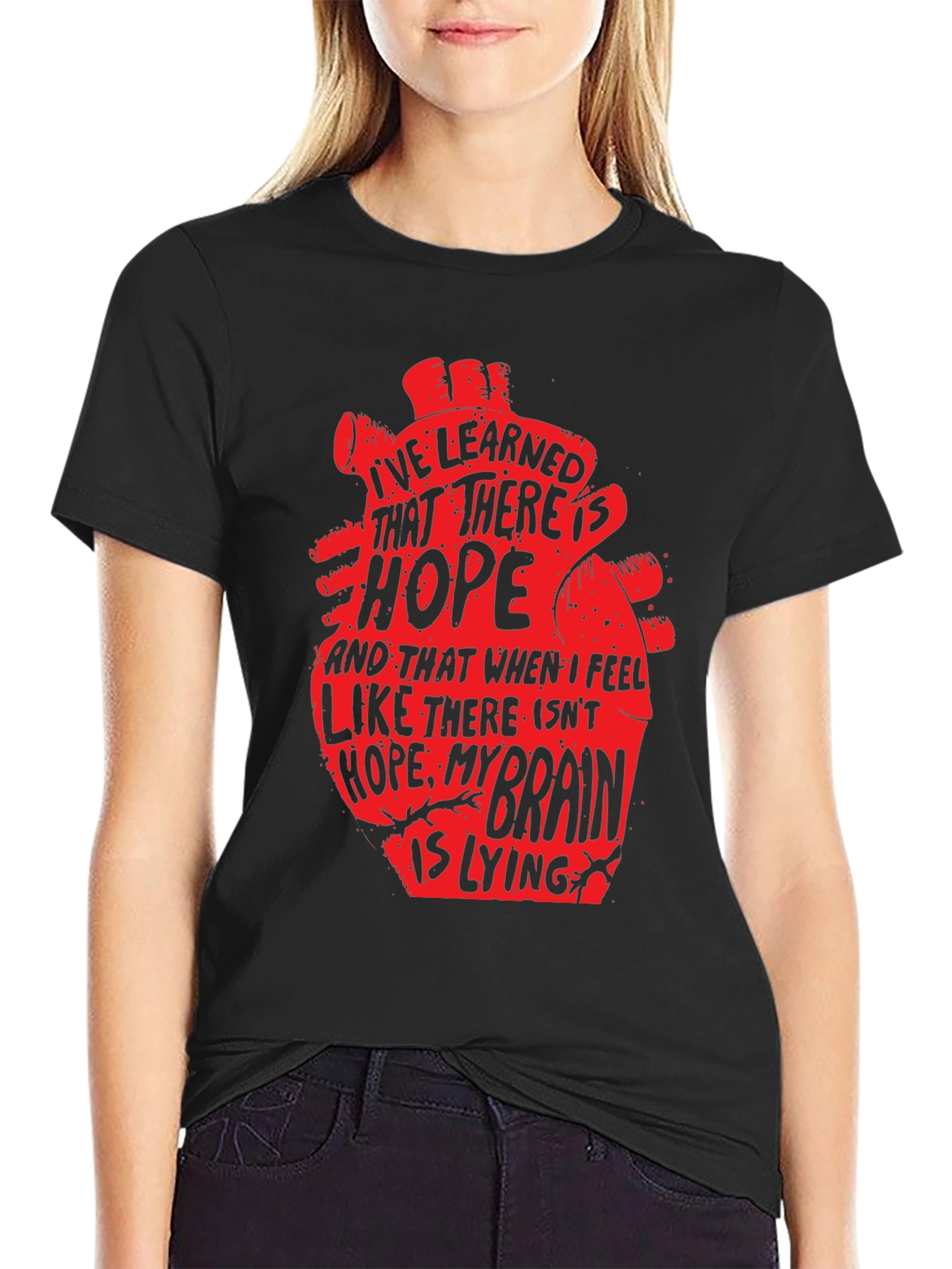 Hopeful Heart Graphic T-Shirt - Black