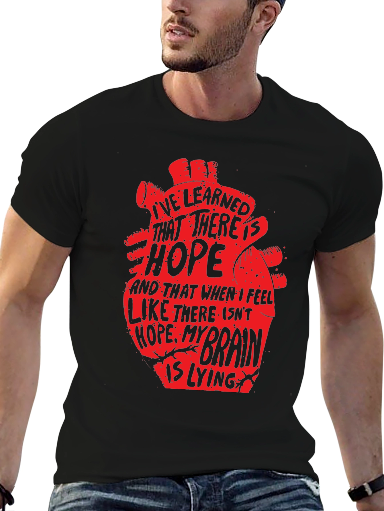 Hopeful Heart Graphic T-Shirt - Black
