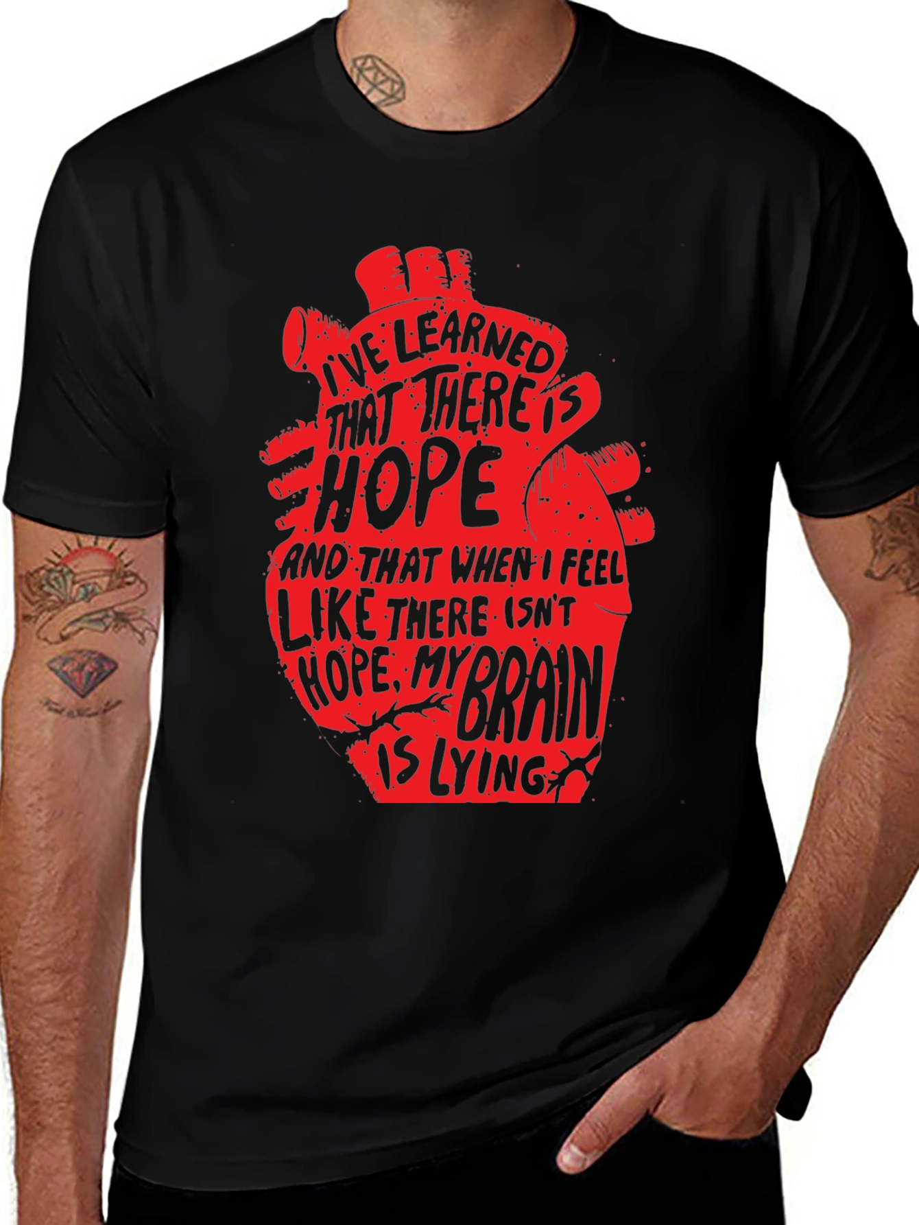 Hopeful Heart Graphic T-Shirt - Black