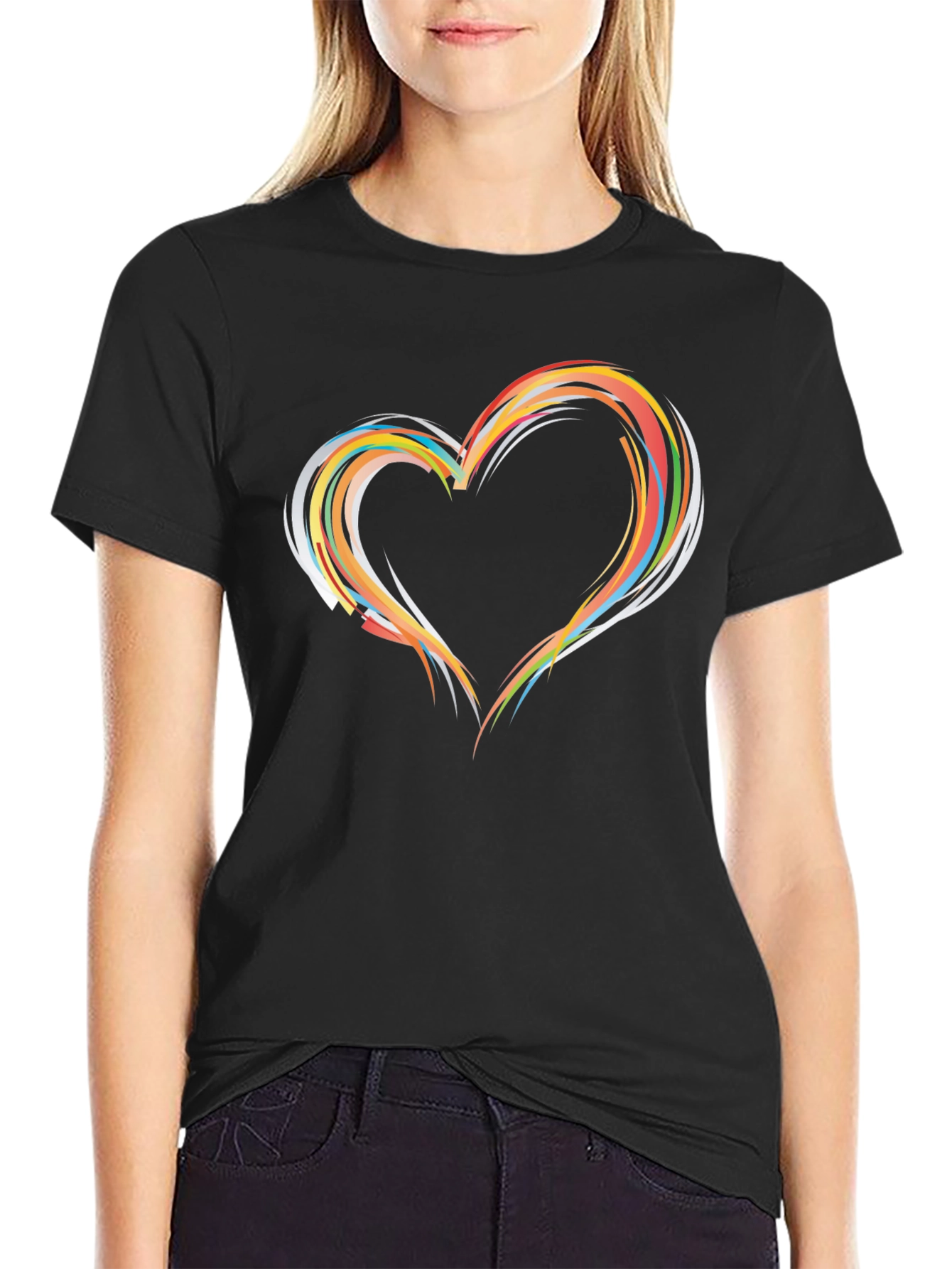Abstract Heart Graphic T-Shirt - Soft Cotton Blend