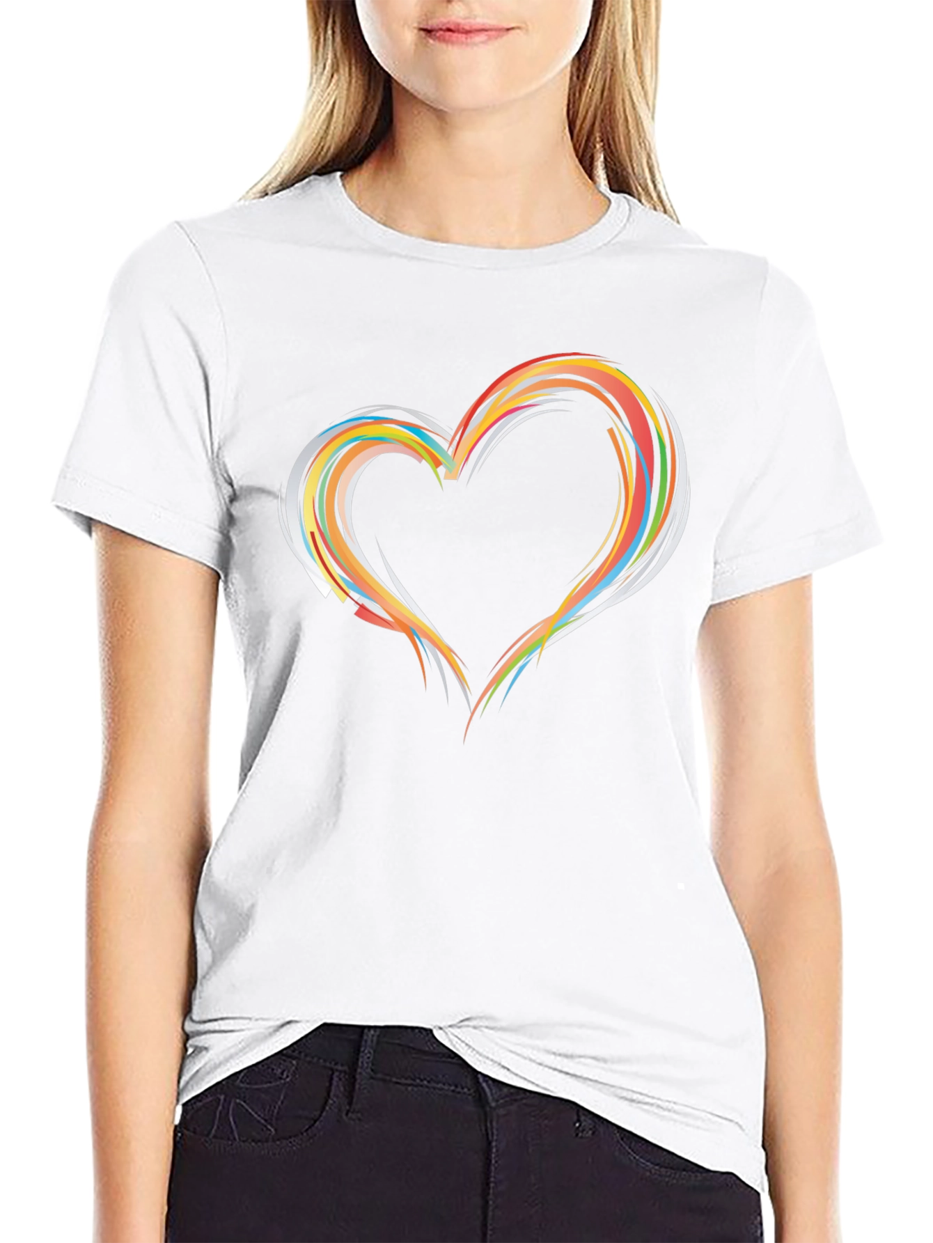 Abstract Heart Graphic T-Shirt - Soft Cotton Blend