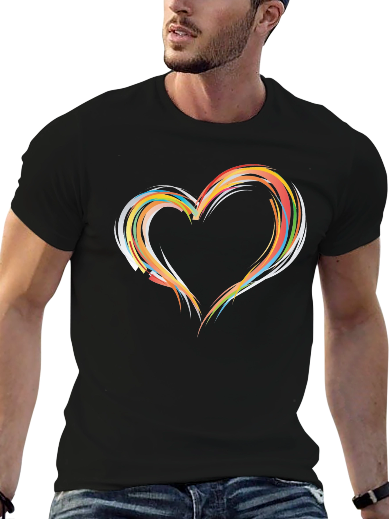 Abstract Heart Graphic T-Shirt - Soft Cotton Blend