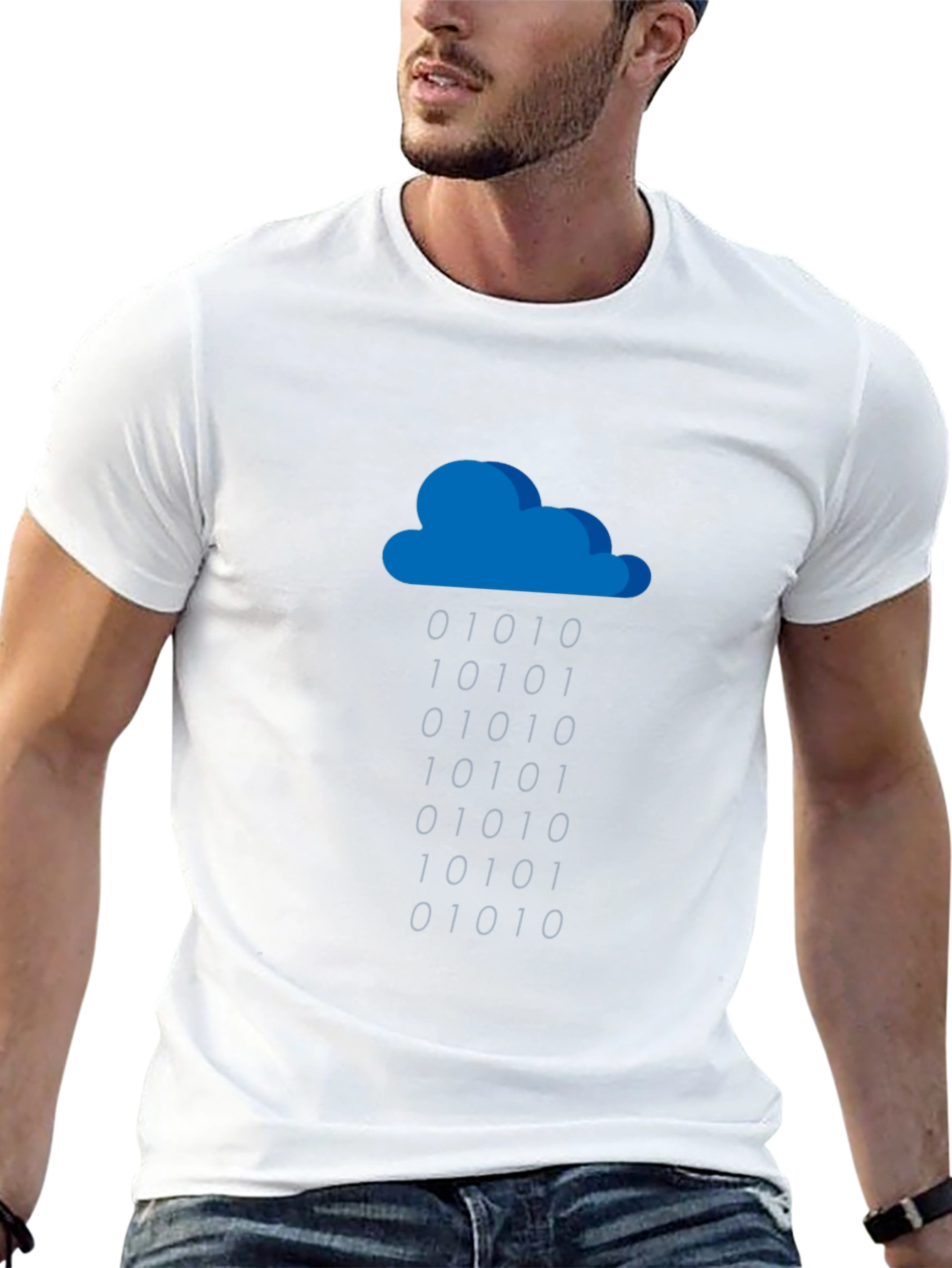 Blue Cloud Graphic Black T-Shirt