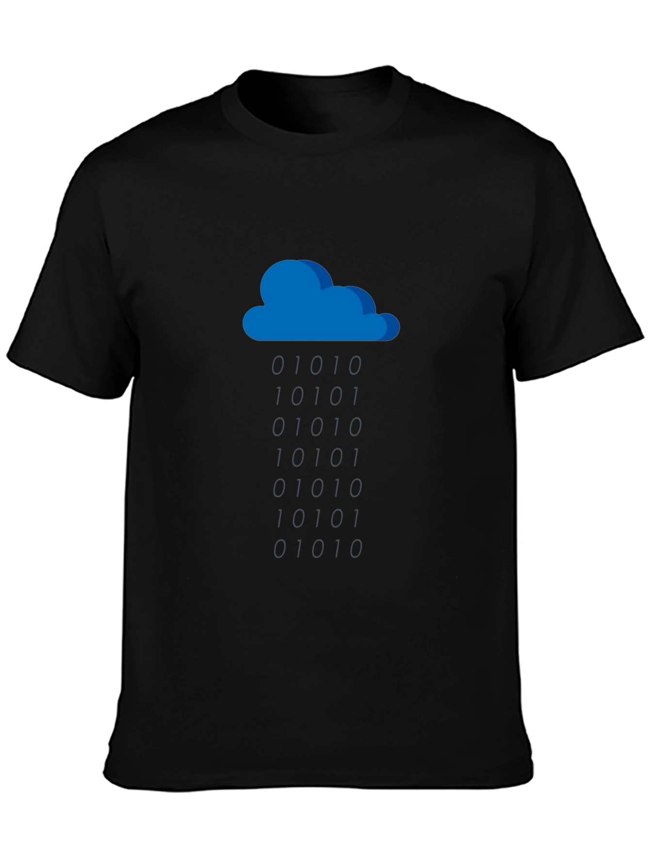 Blue Cloud Graphic Black T-Shirt