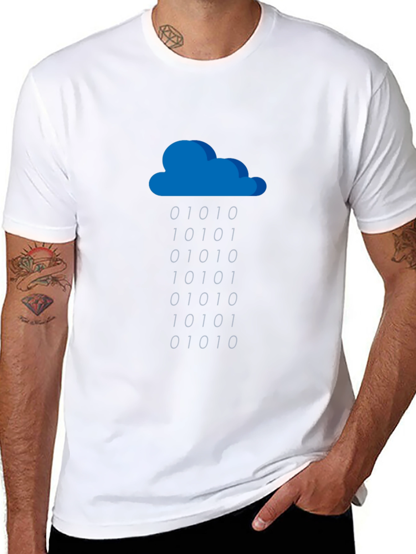 Blue Cloud Graphic Black T-Shirt
