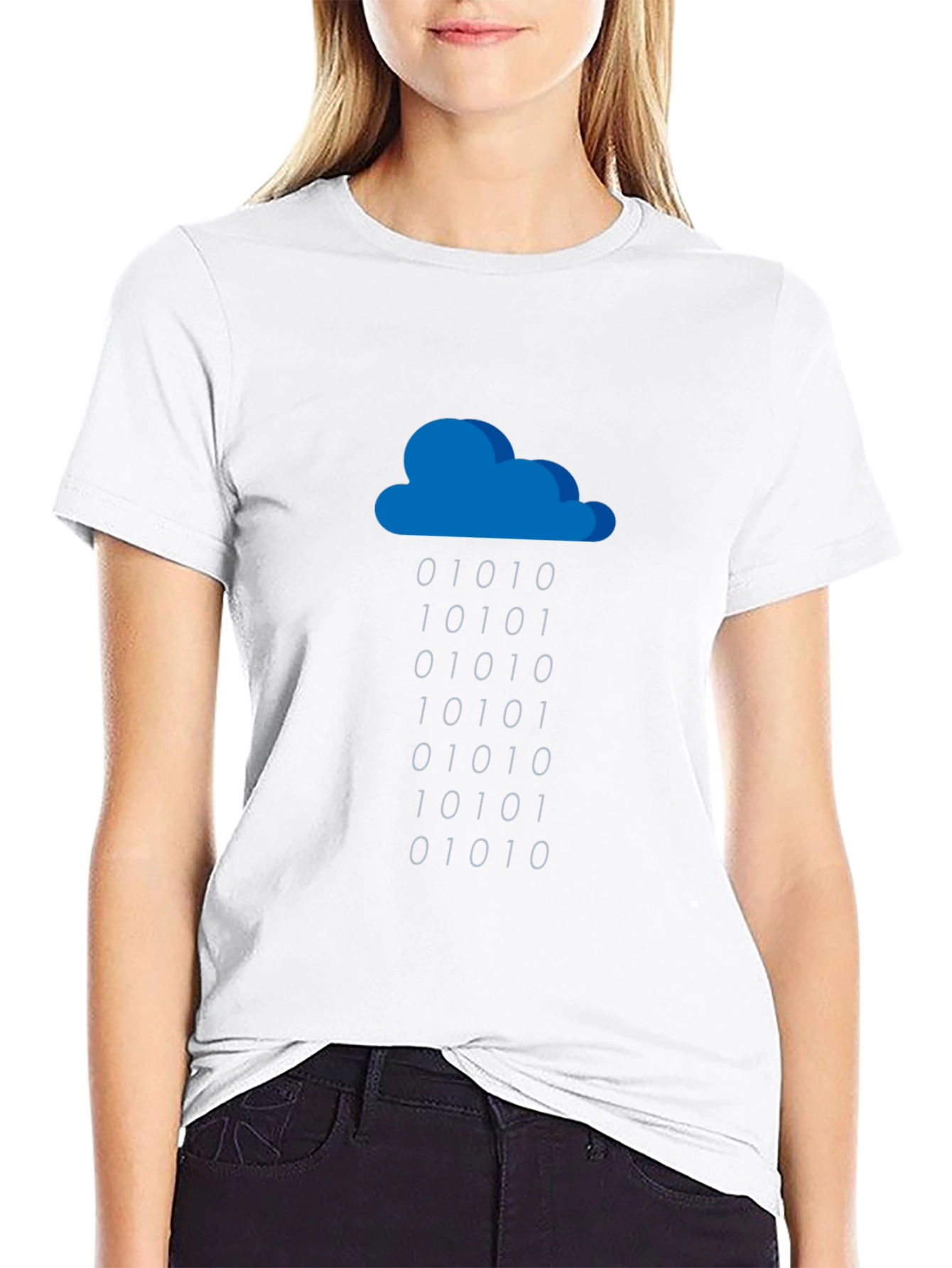 Blue Cloud Graphic Black T-Shirt