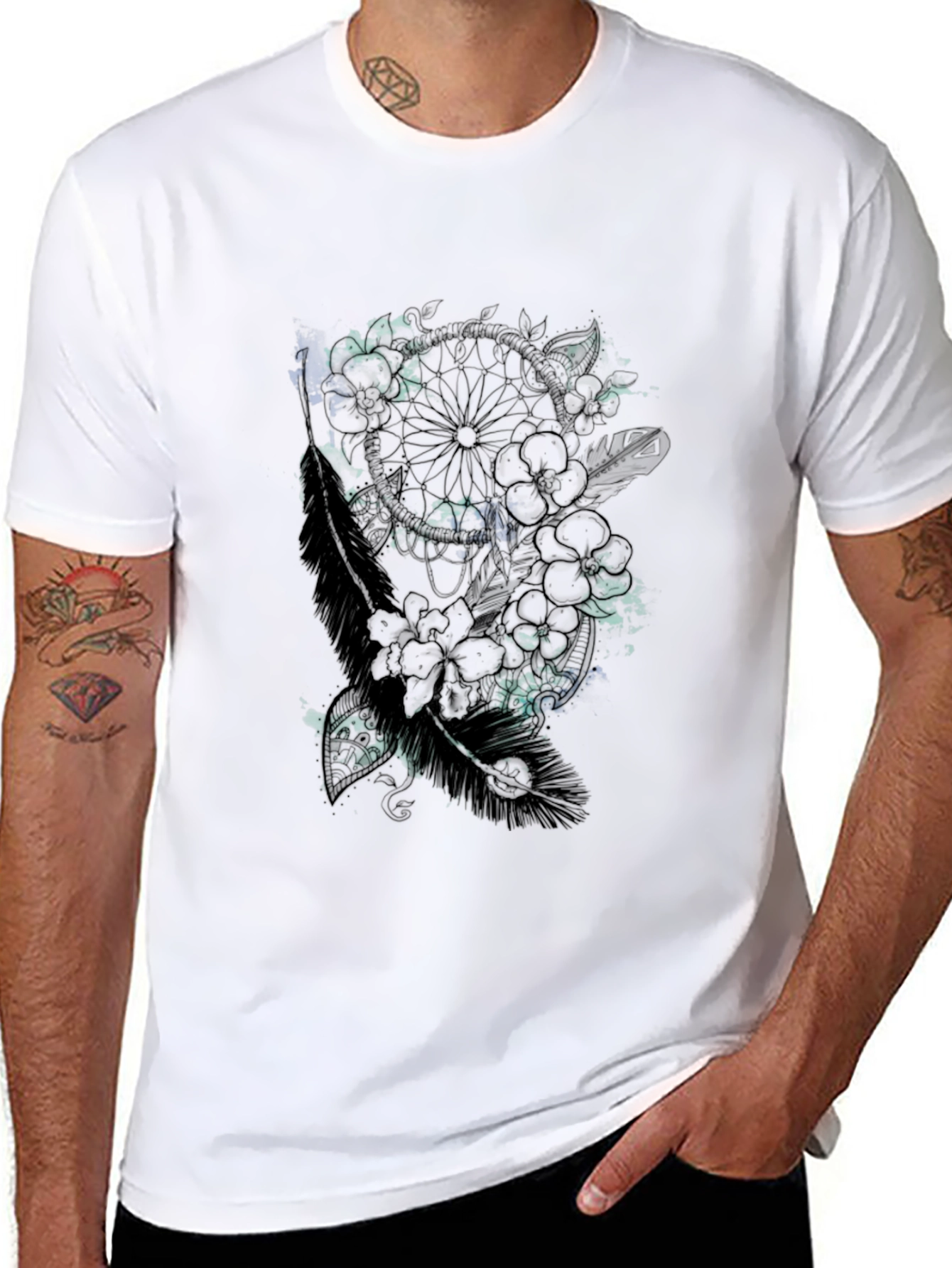 Dreamcatcher Floral Black T-Shirt