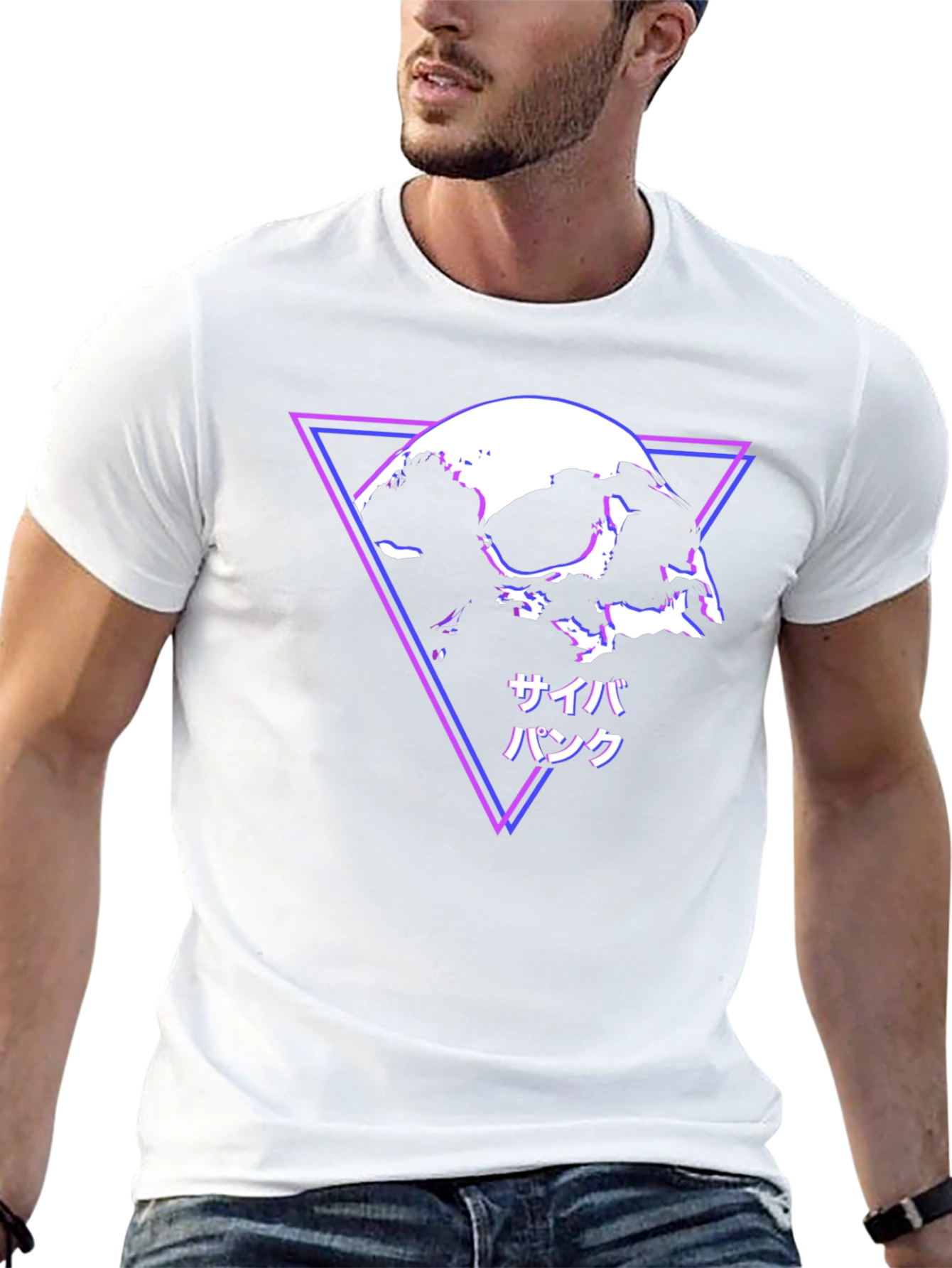 Cyberpunk Skull T-Shirt - Modern Geometric Design