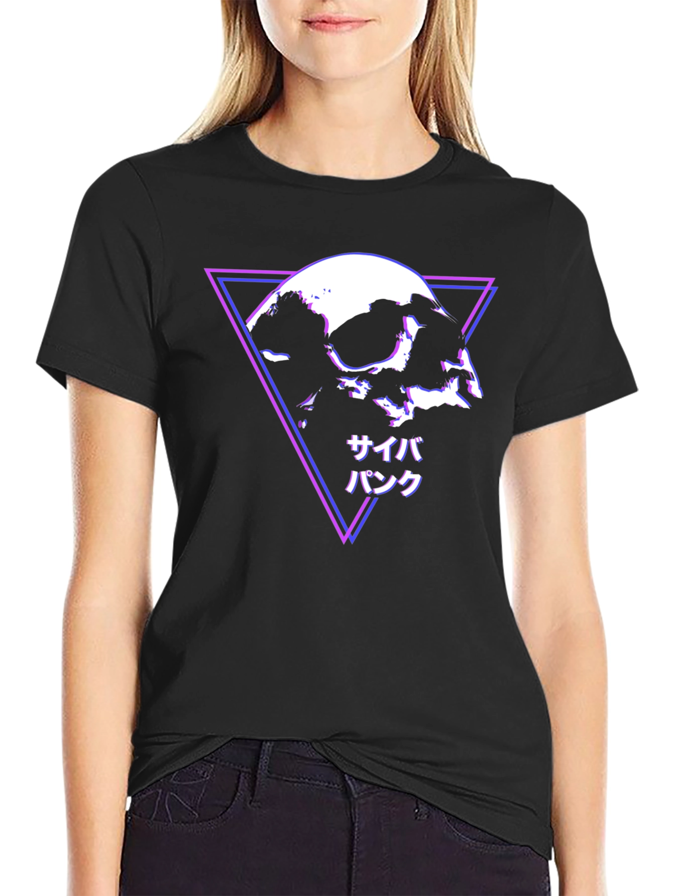 Cyberpunk Skull T-Shirt - Modern Geometric Design