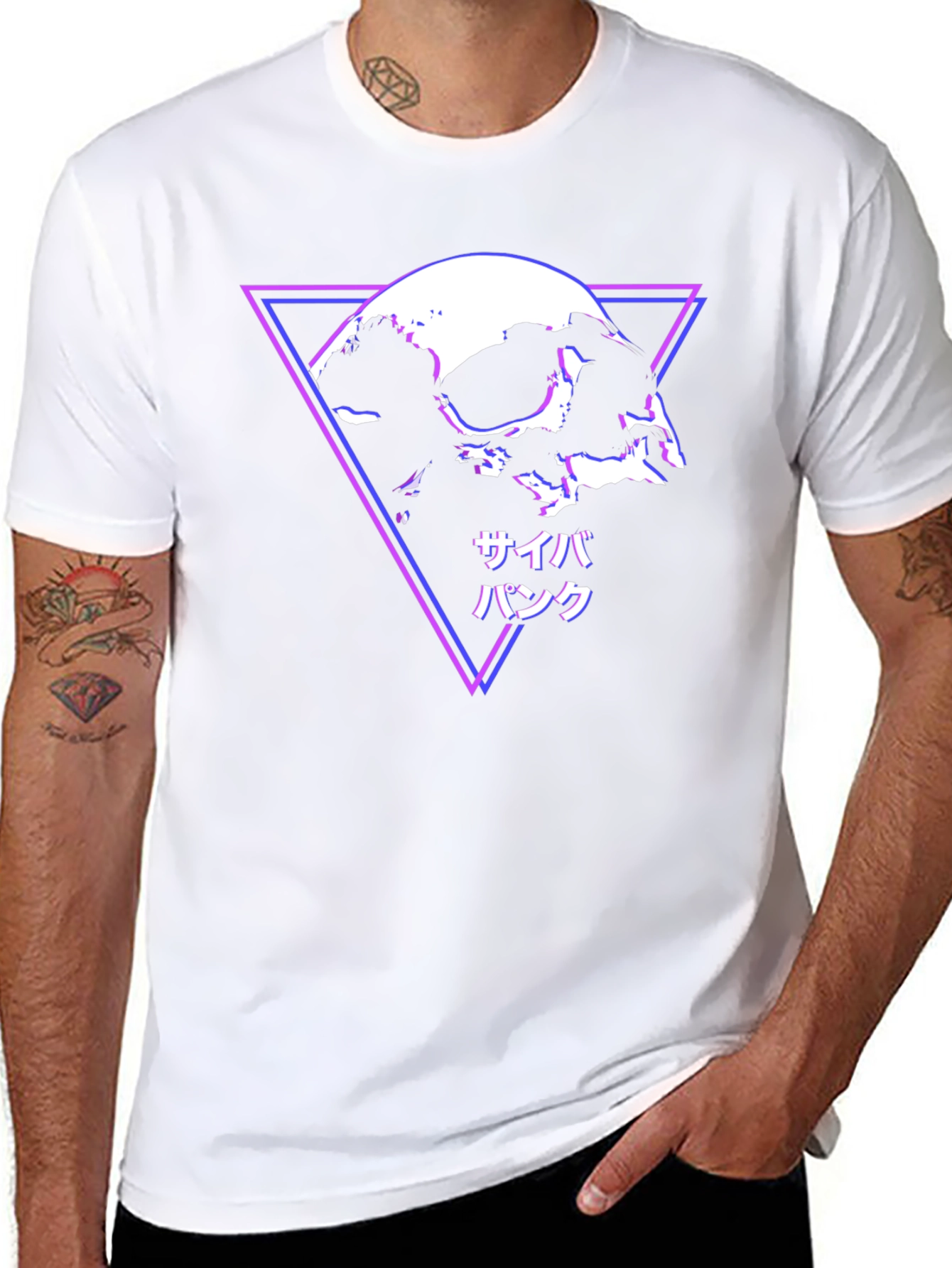 Cyberpunk Skull T-Shirt - Modern Geometric Design