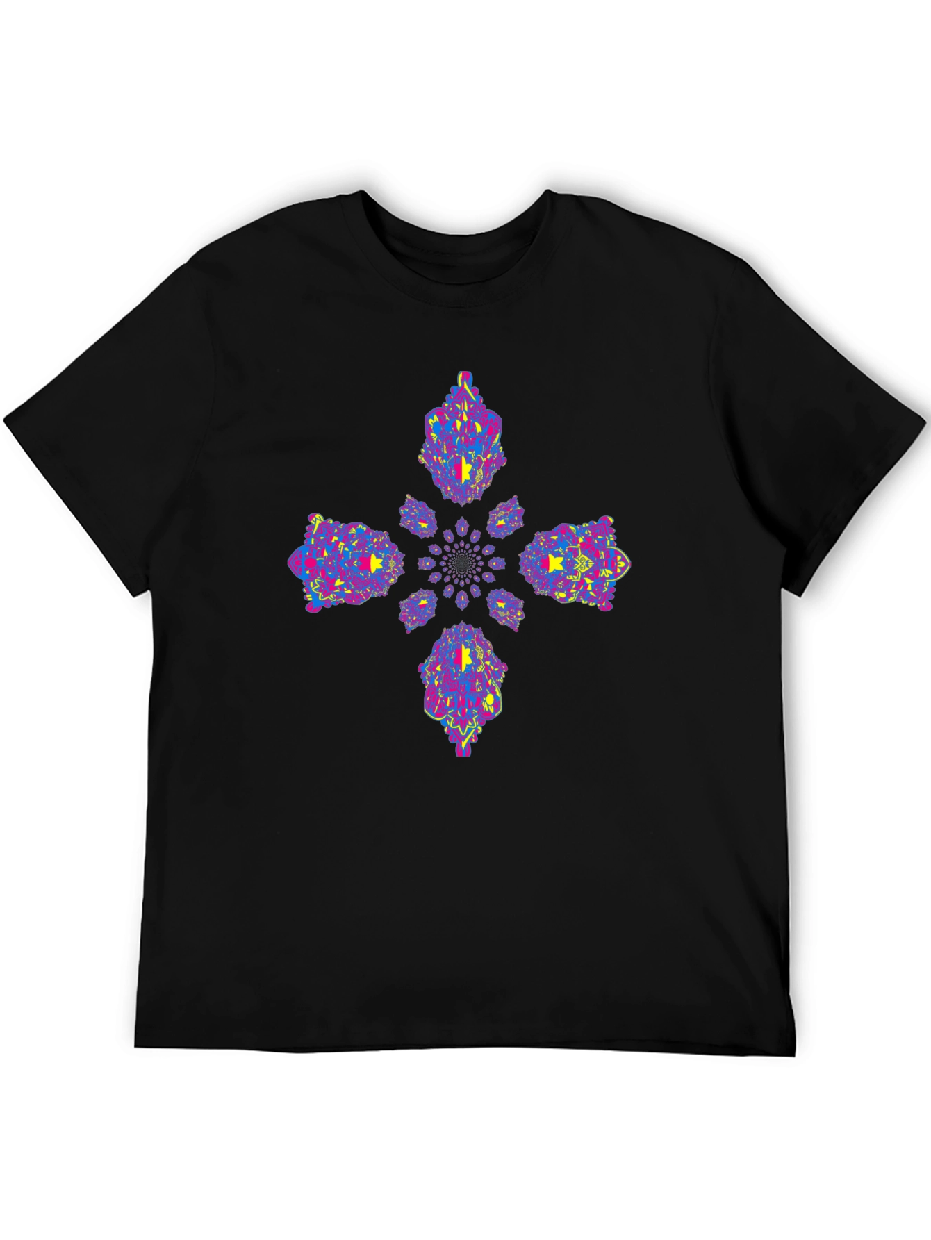 Vibrant Fractal Black Tee