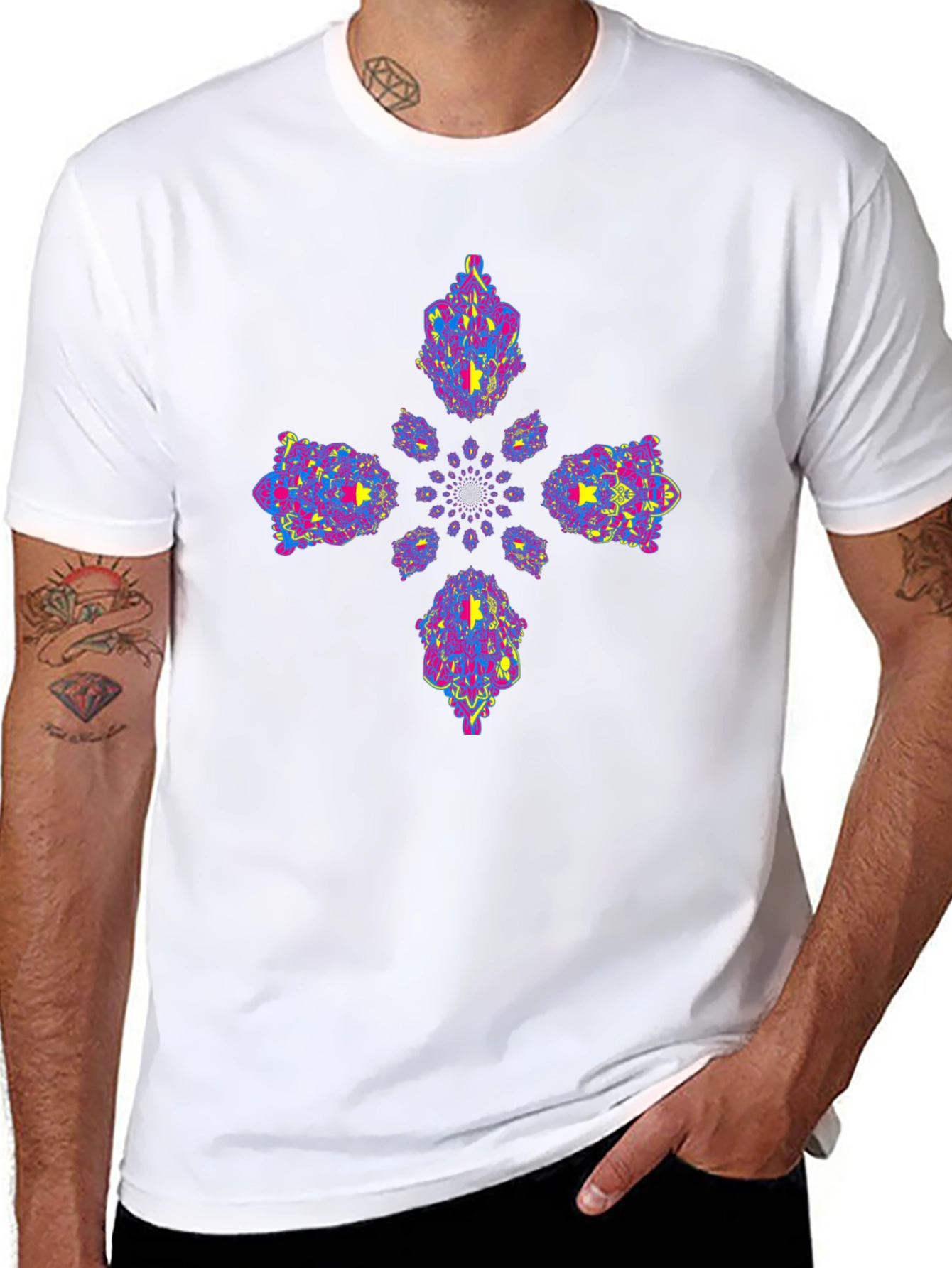 Vibrant Fractal Black Tee