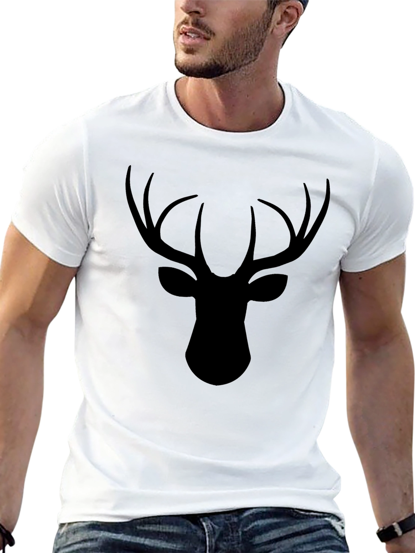 Black Deer Head Graphic Tee