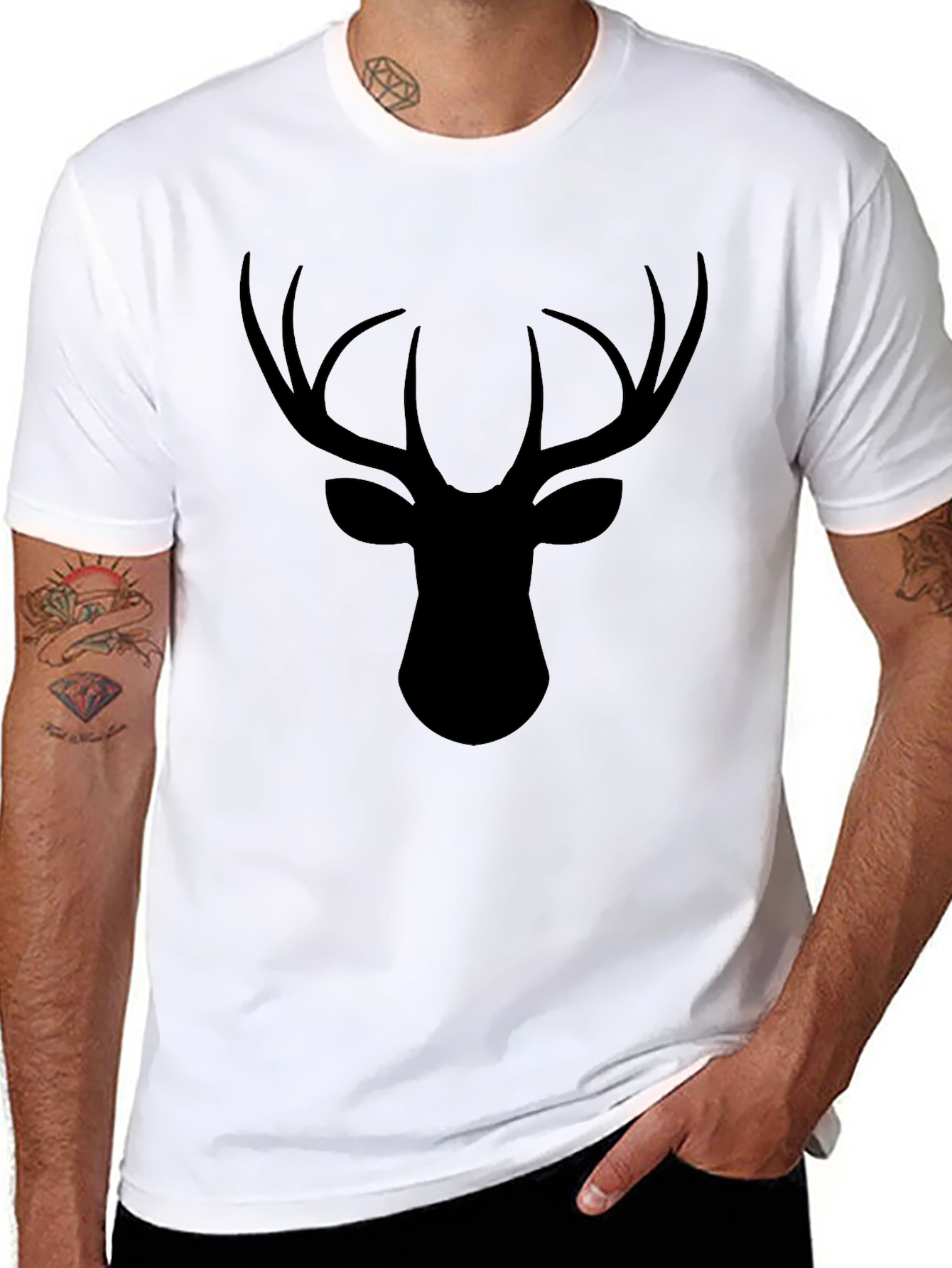 Black Deer Head Graphic Tee