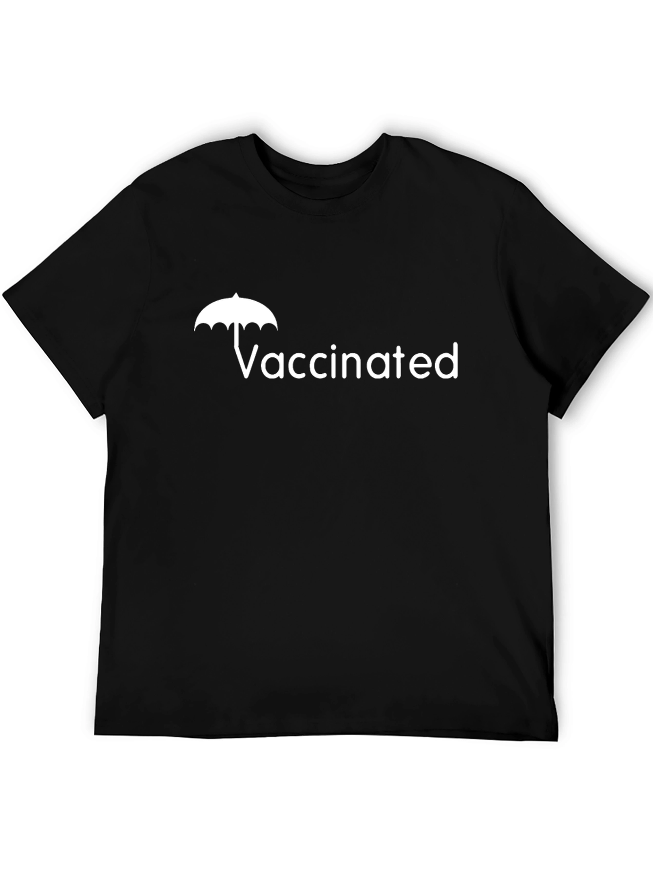 Vaccinated Umbrella Black T-Shirt