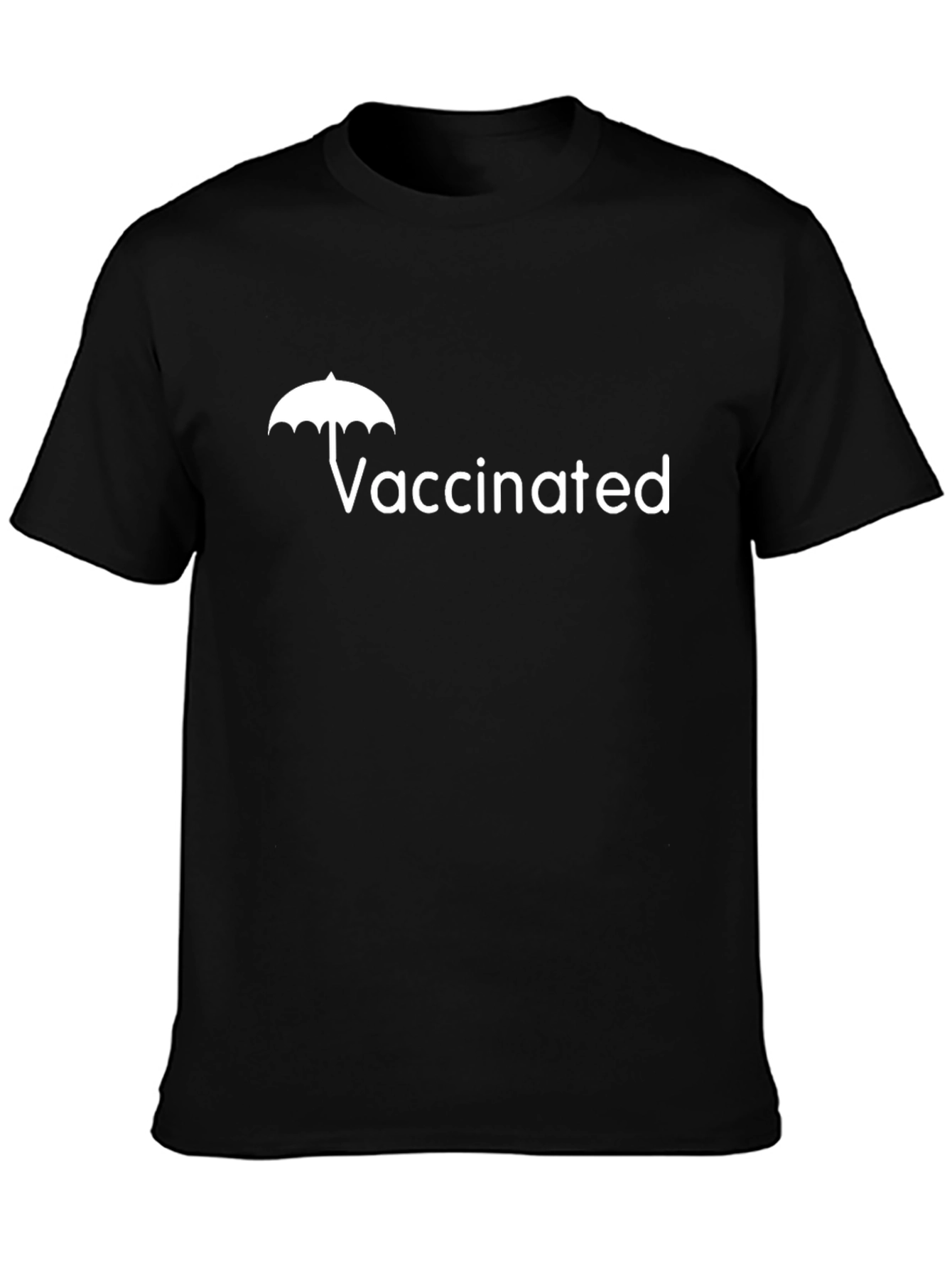 Vaccinated Umbrella Black T-Shirt