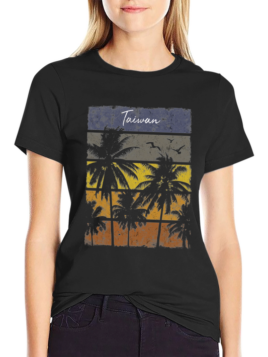 Taiwan Palm Tree Sunset T-Shirt