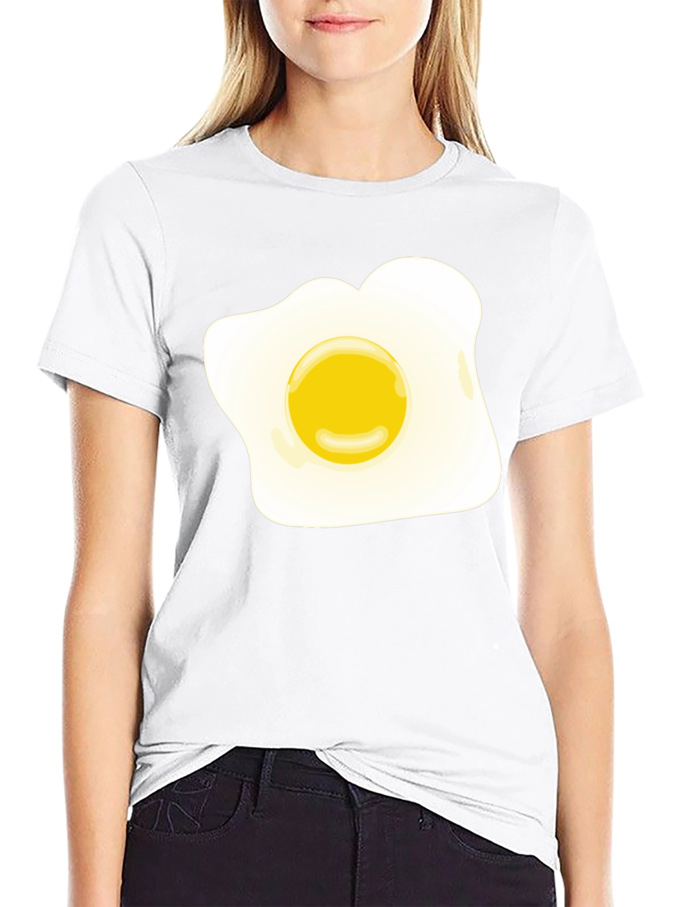 Funny Fried Egg Graphic Black T-Shirt