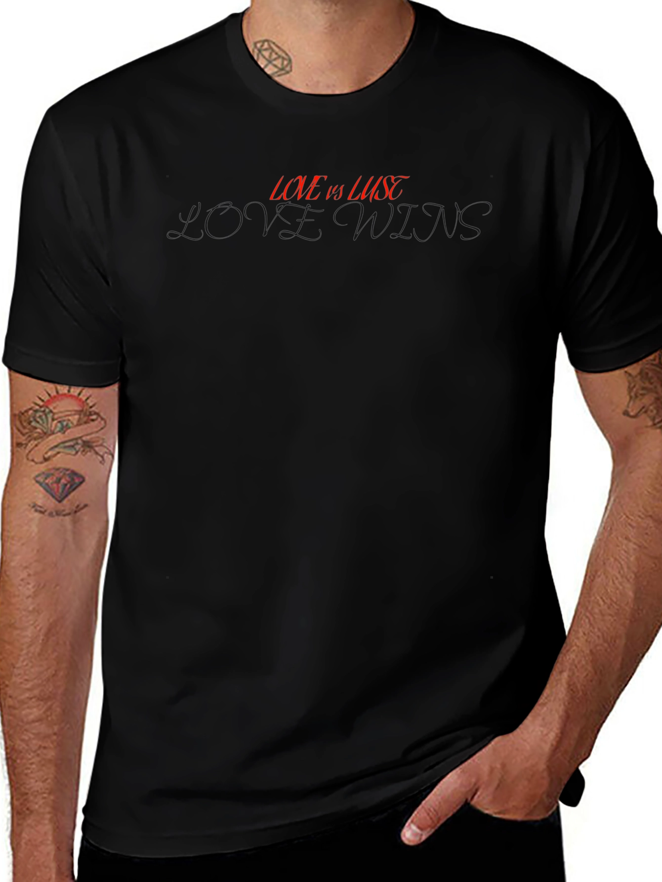 Love Vs Lust Black Crewneck T-Shirt