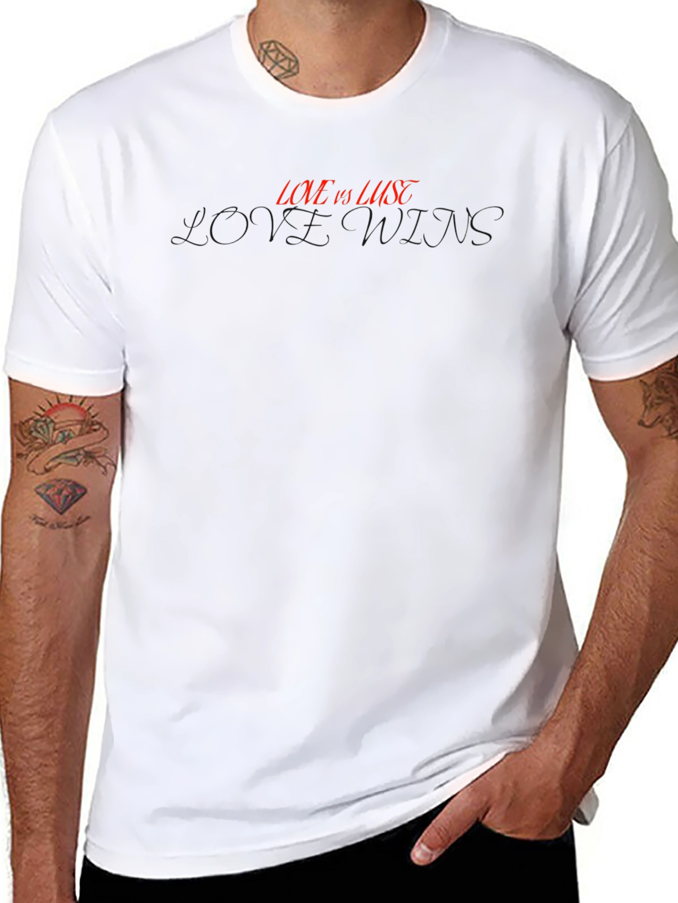 Love Vs Lust Black Crewneck T-Shirt