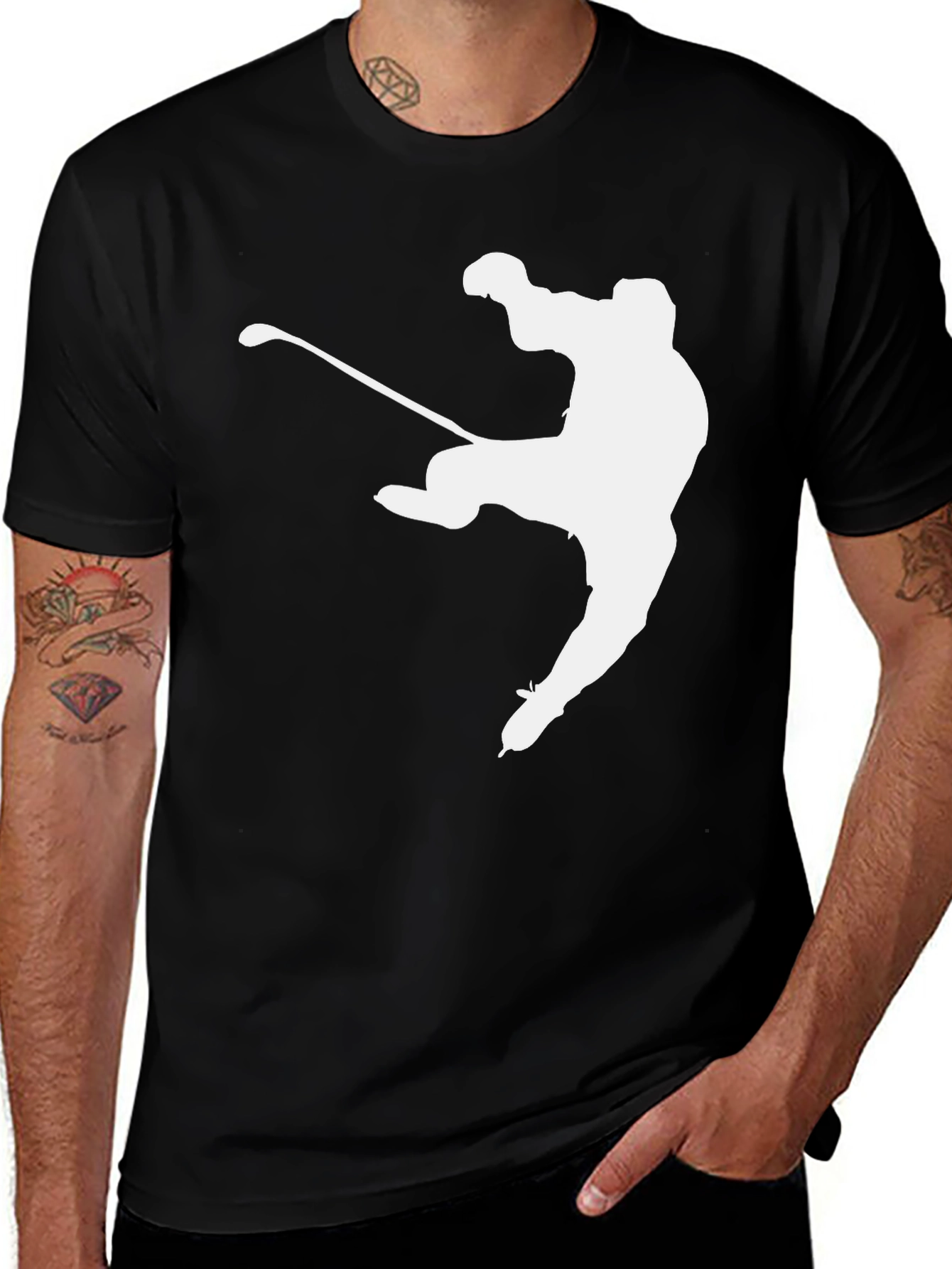 Hockey Player Graphic Tee - Black