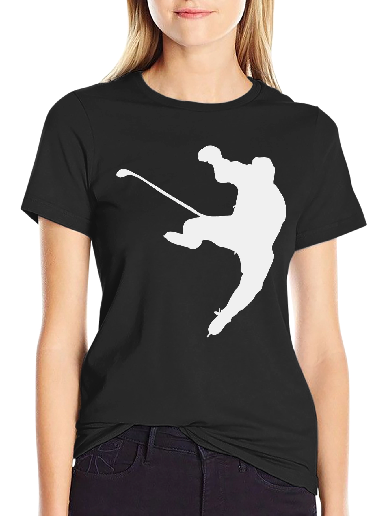 Hockey Player Graphic Tee - Black