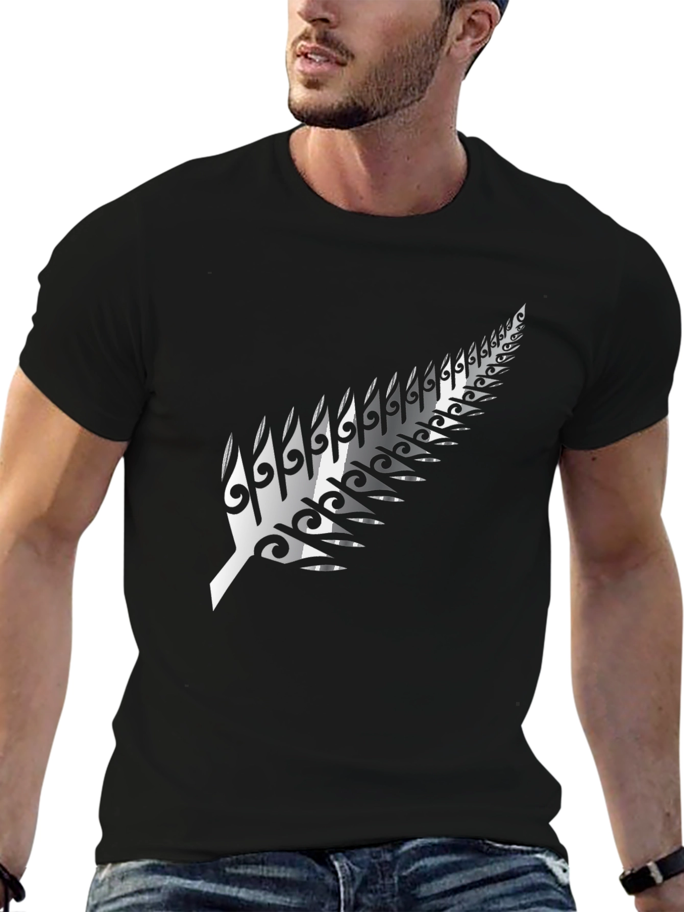 Maori Fern Graphic Black T-Shirt