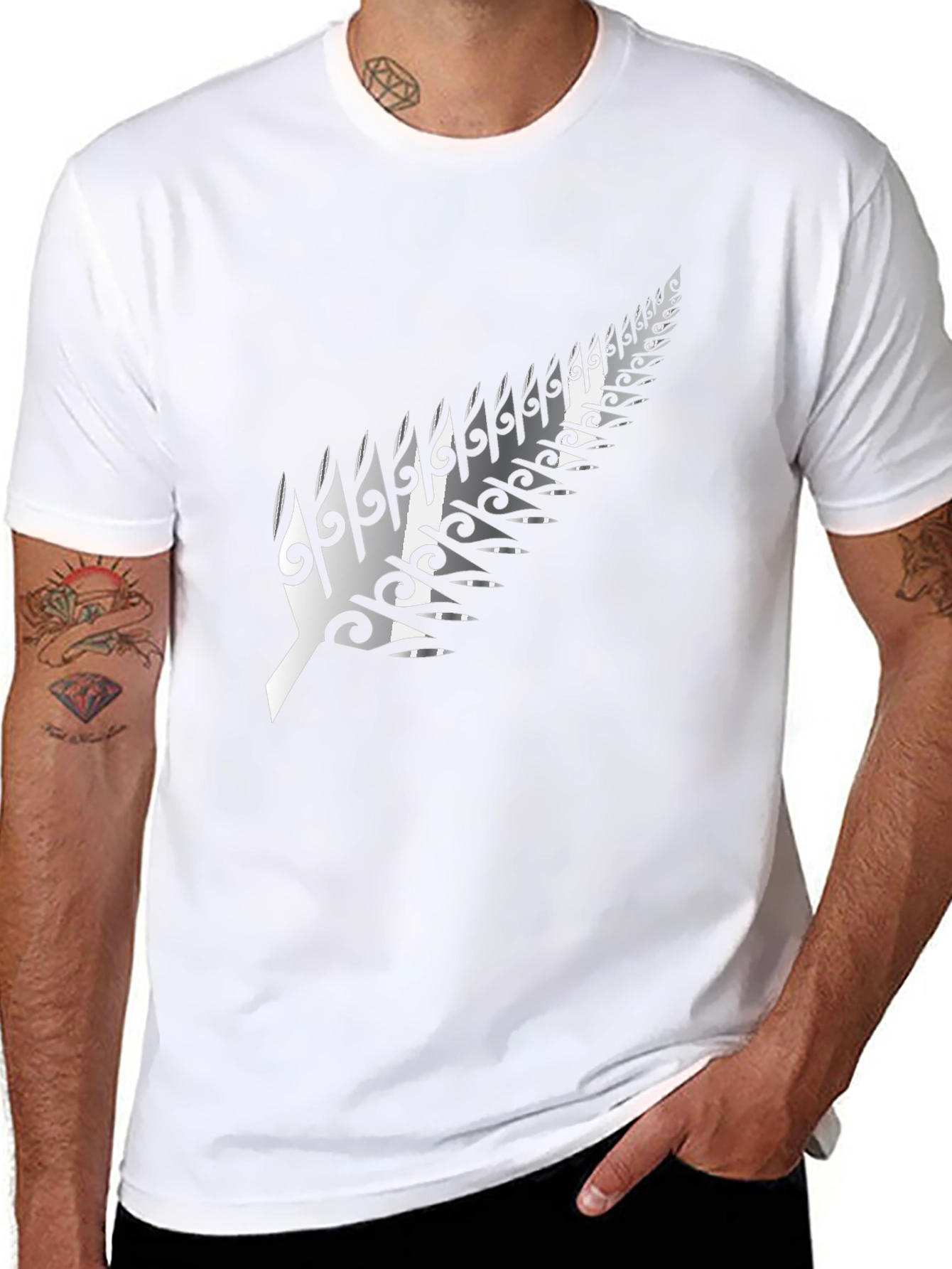 Maori Fern Graphic Black T-Shirt