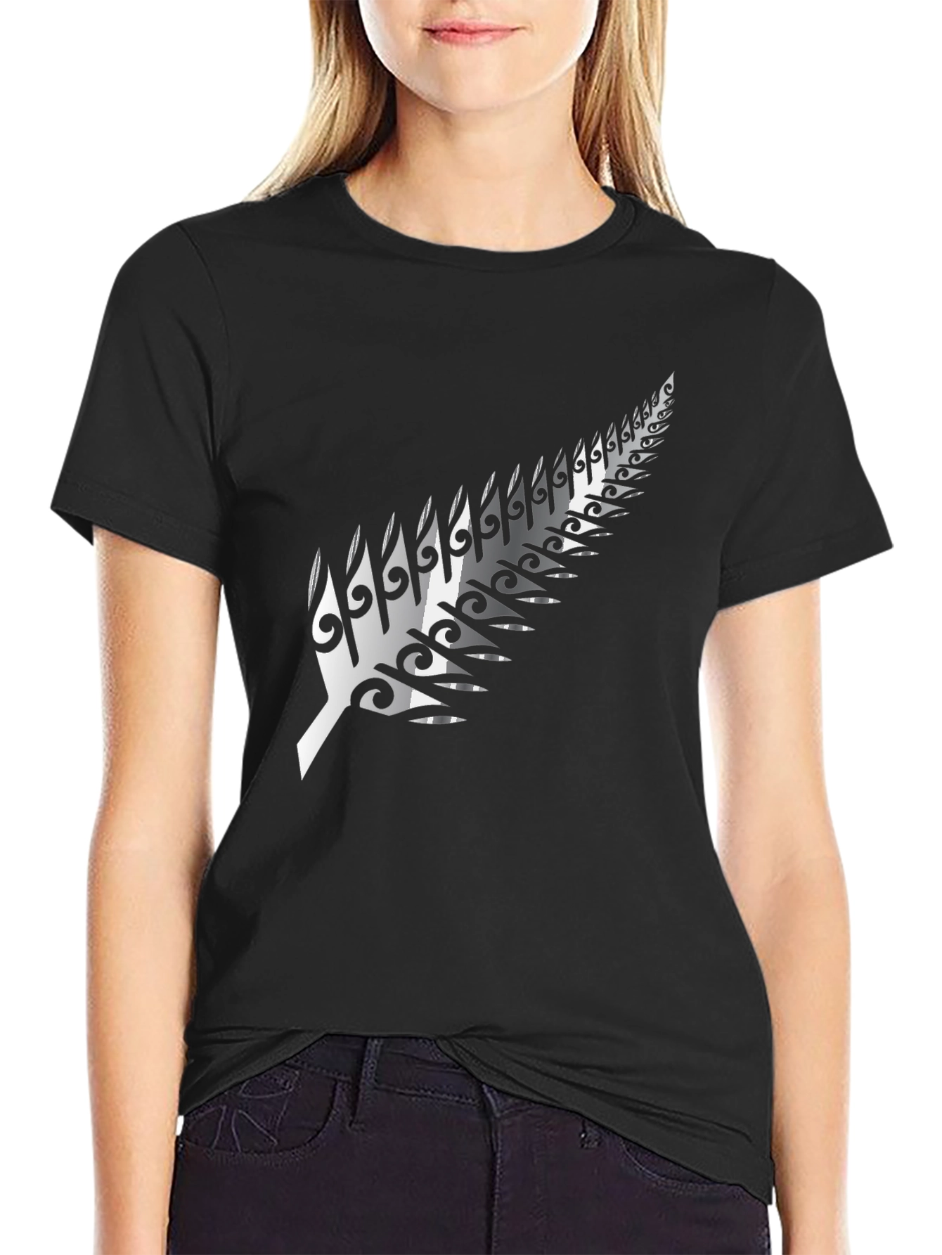 Maori Fern Graphic Black T-Shirt