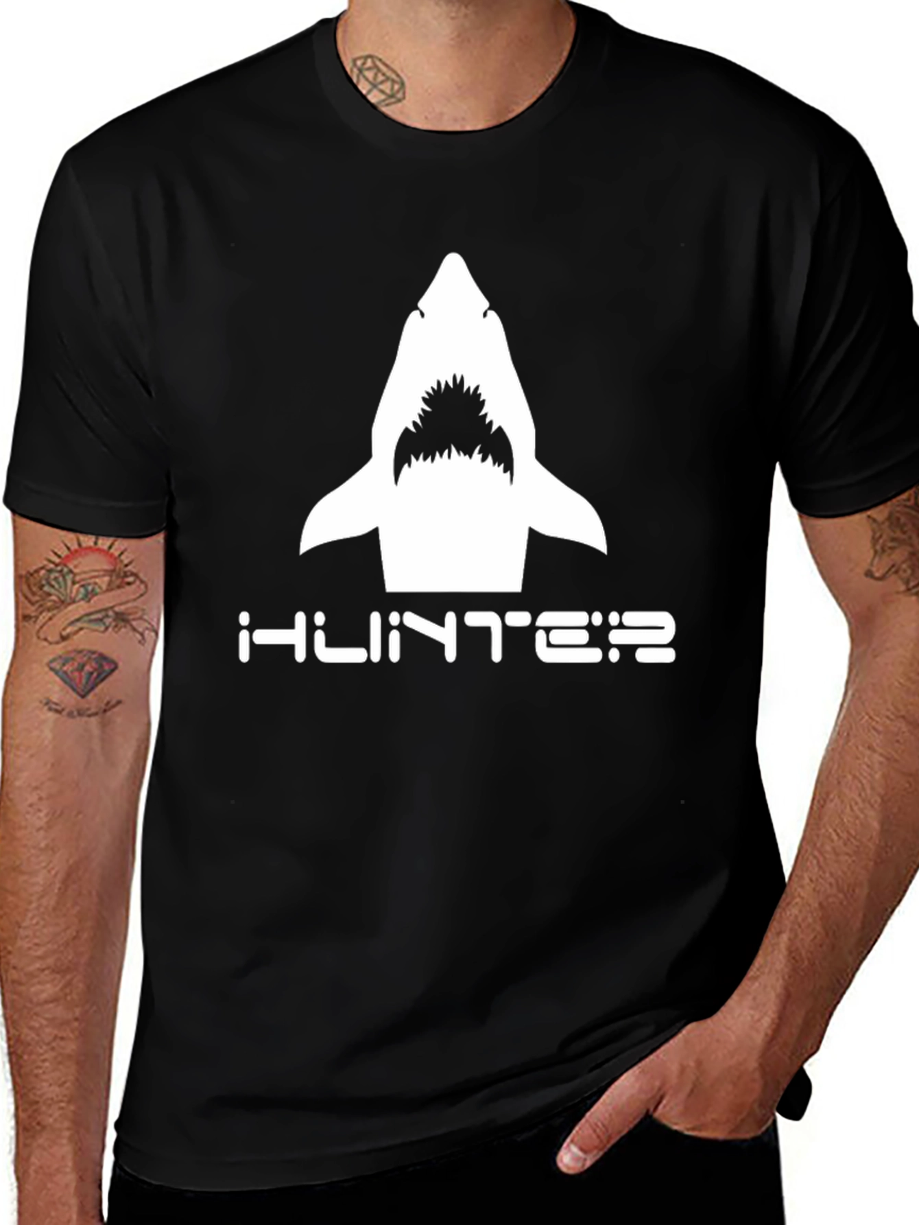 Hunter Shark Graphic T-Shirt - Black