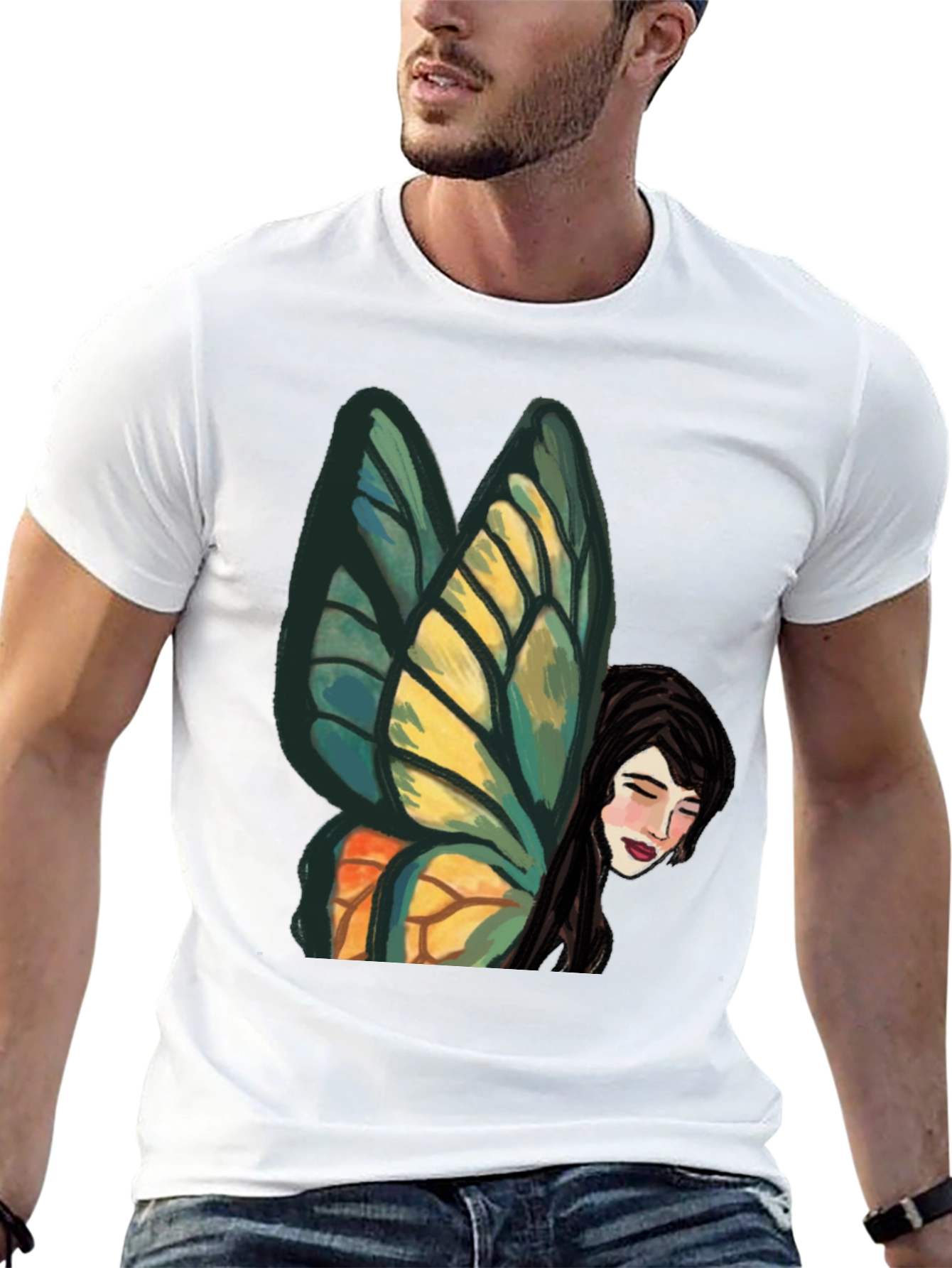 Whimsical Butterfly Fairy Graphic Tee - Black