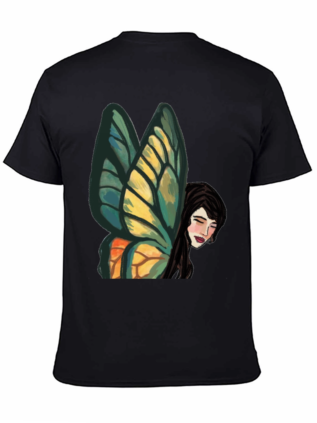 Whimsical Butterfly Fairy Graphic Tee - Black
