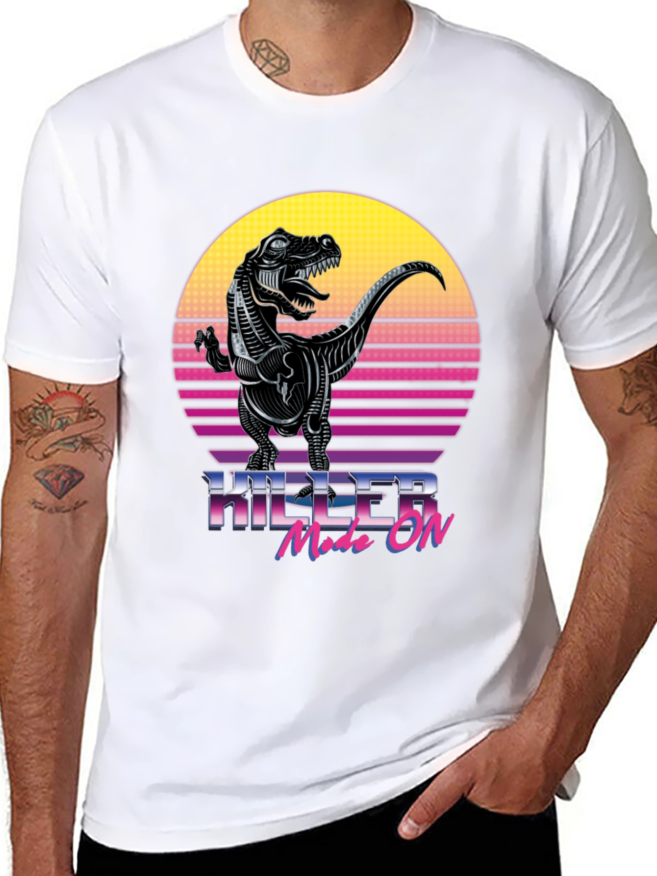 Killer Mode On T-Rex Retro Graphic T-Shirt