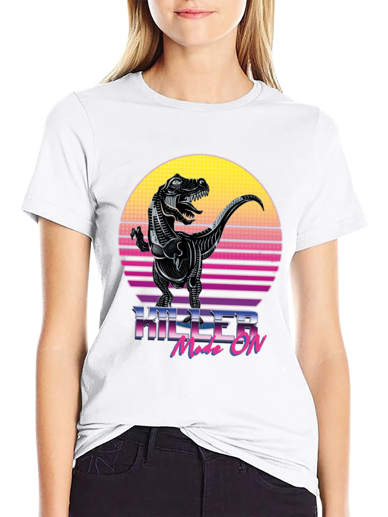 Killer Mode On T-Rex Retro Graphic T-Shirt
