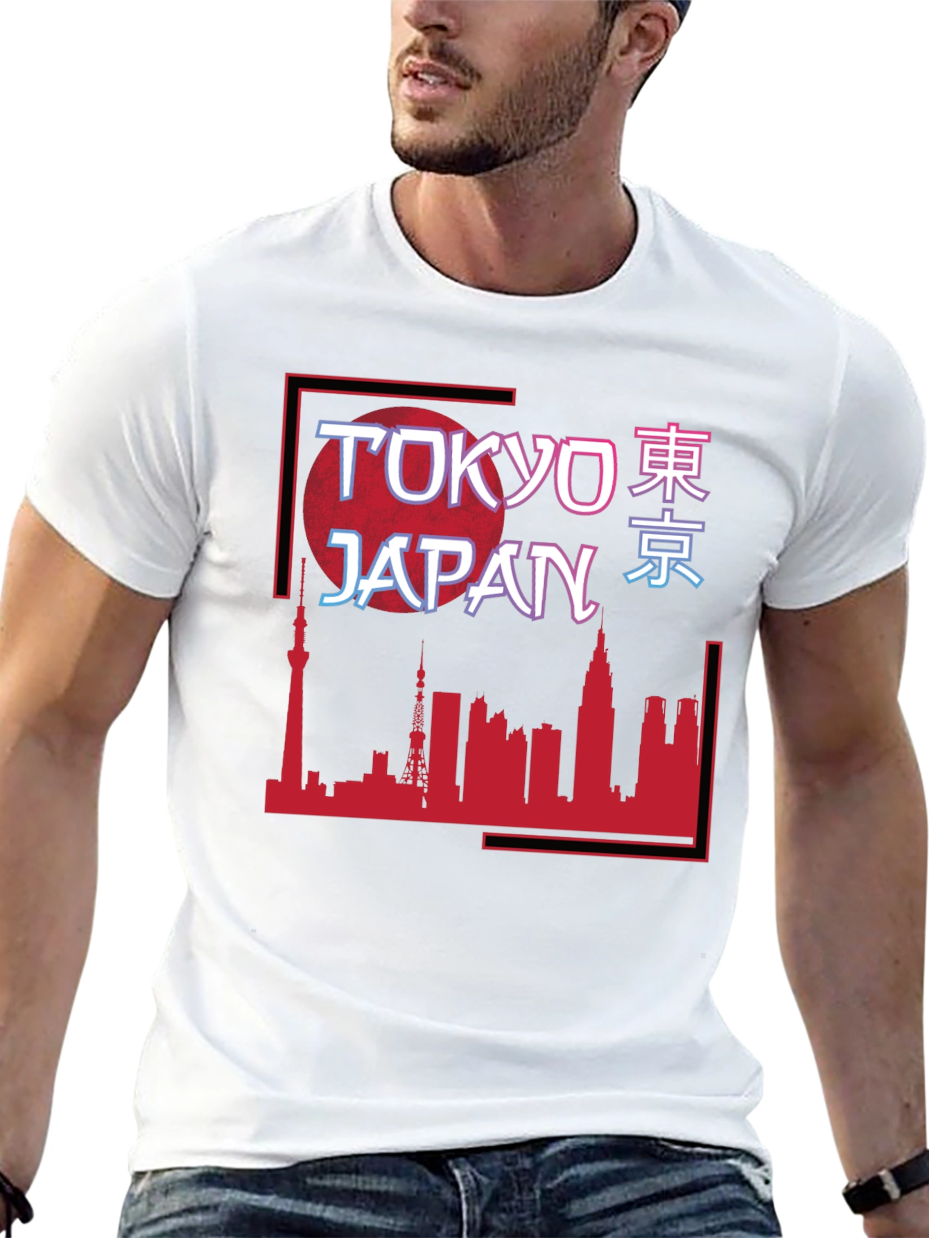 Tokyo Japan Skyline Graphic Tee - Black Cotton T-Shirt