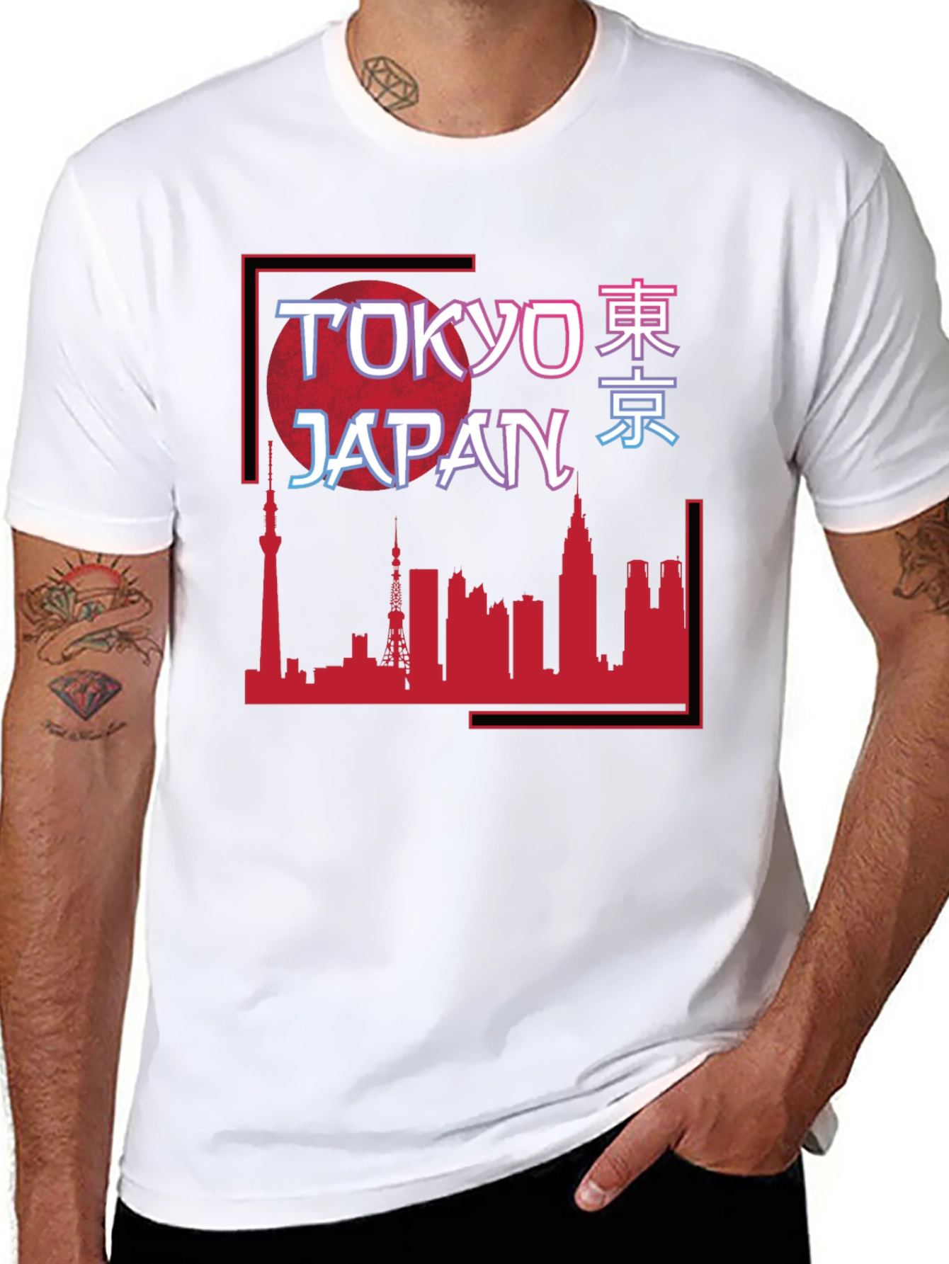 Tokyo Japan Skyline Graphic Tee - Black Cotton T-Shirt